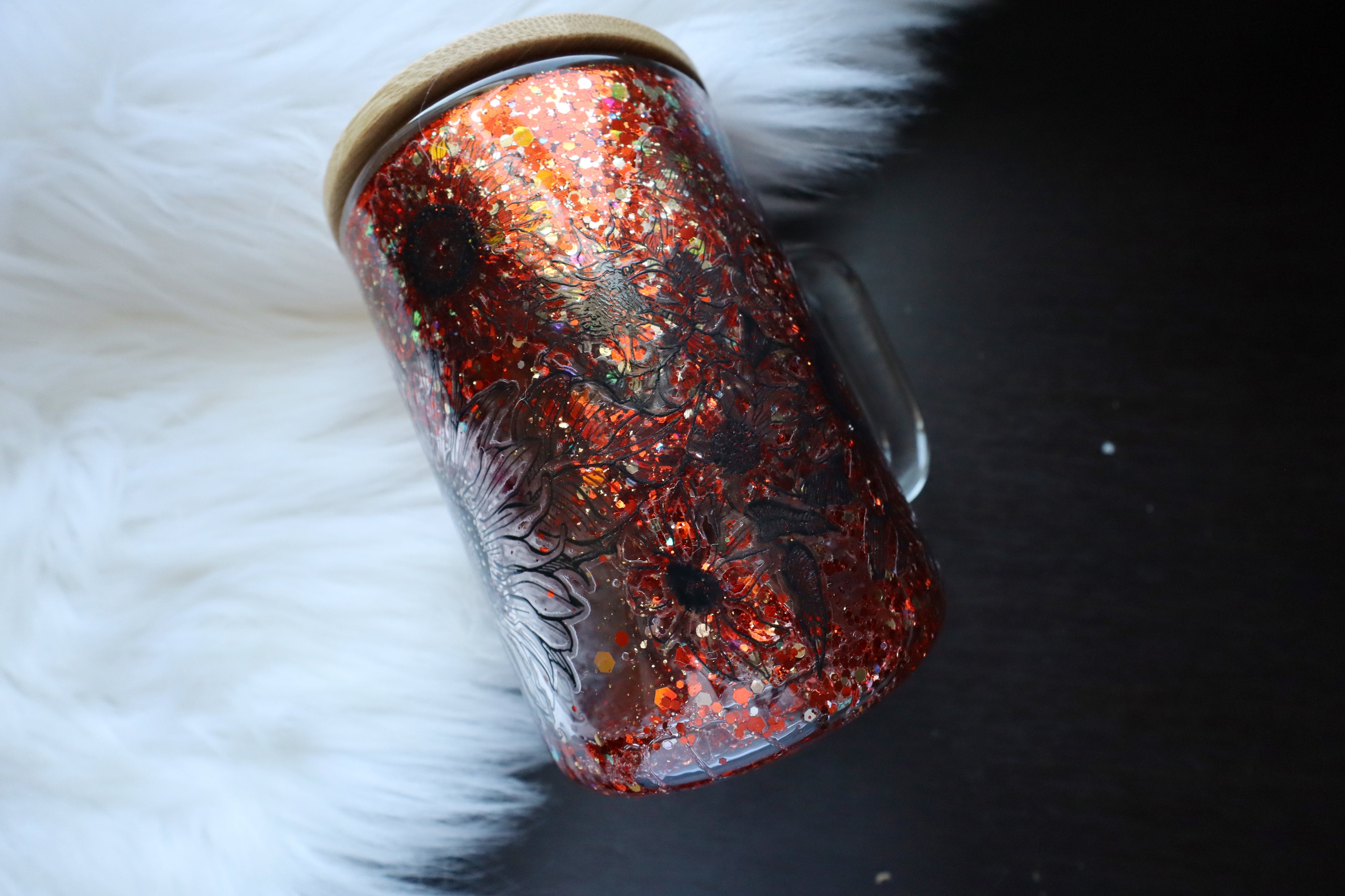 12oz Glass Snow Globe Mug Tumbler - Sunflowers