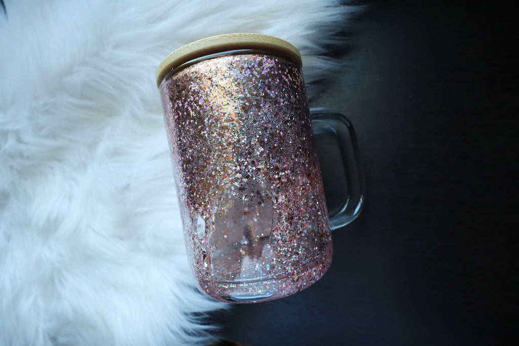 12oz Glass Snow Globe Mug Tumbler - Princess Castle