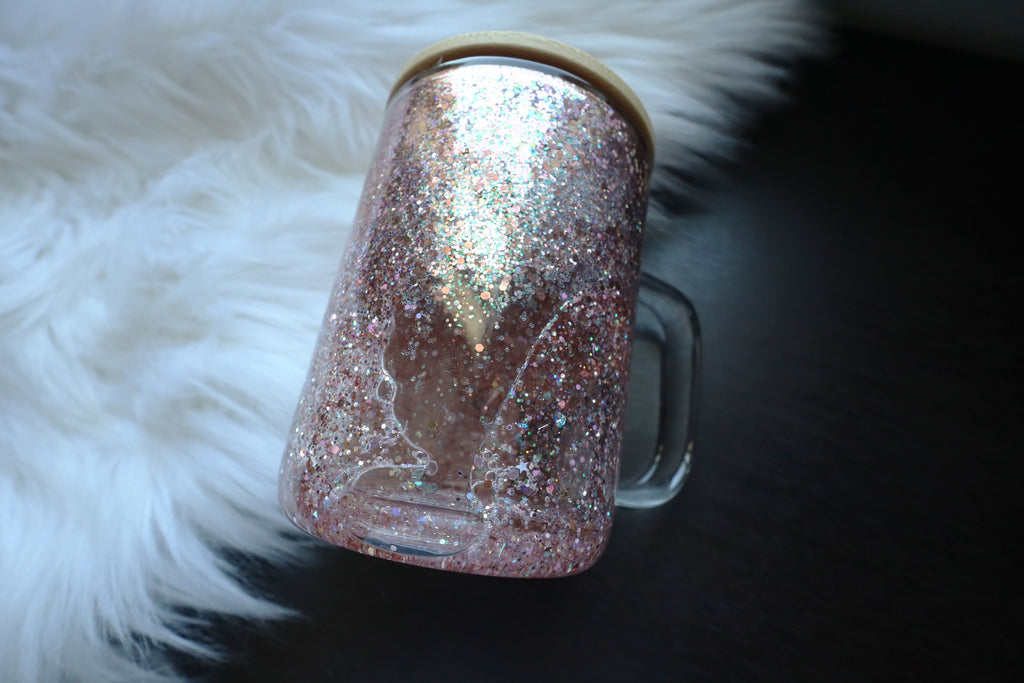 12oz Glass Snow Globe Mug Tumbler - Princess Castle