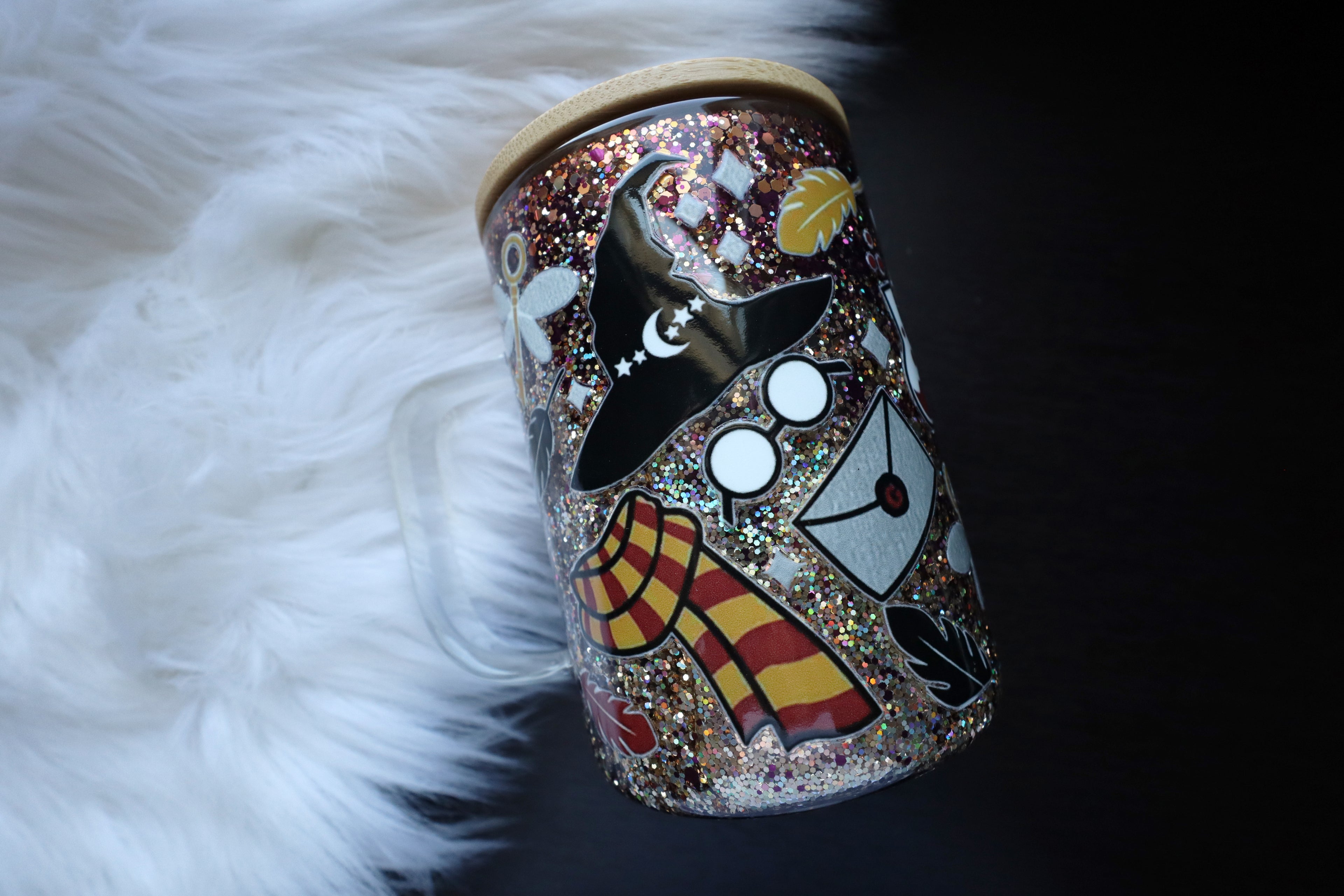 12oz Glass Snow Globe Mug Tumbler - HP