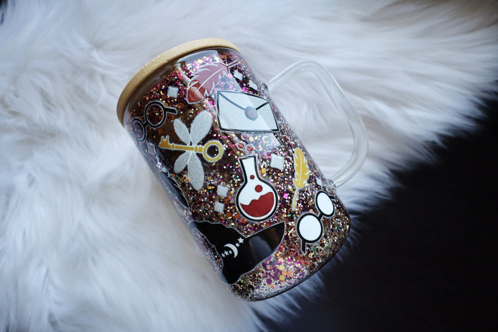 12oz Glass Snow Globe Mug Tumbler - HP