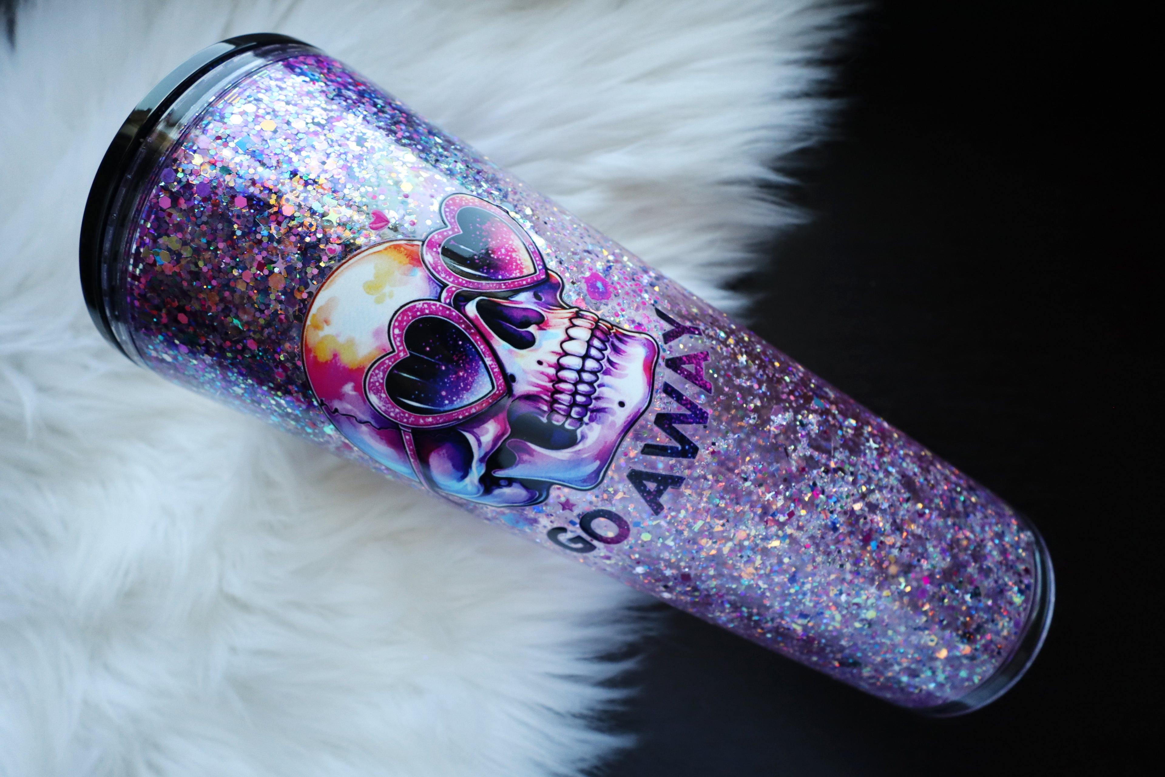 24oz Acrylic Snow Globe Tumbler - Go Away Skelly