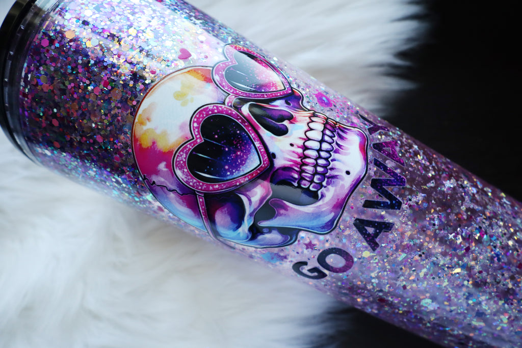 24oz Acrylic Snow Globe Tumbler - Go Away Skelly