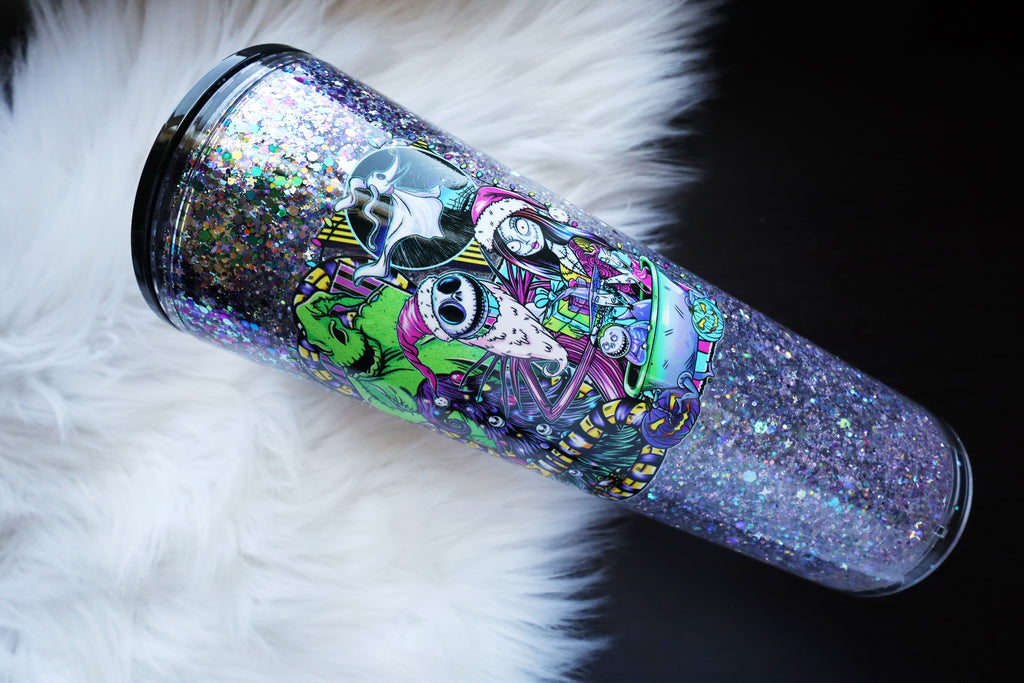 24oz Acrylic Snow Globe Tumbler - Spooky Xmas
