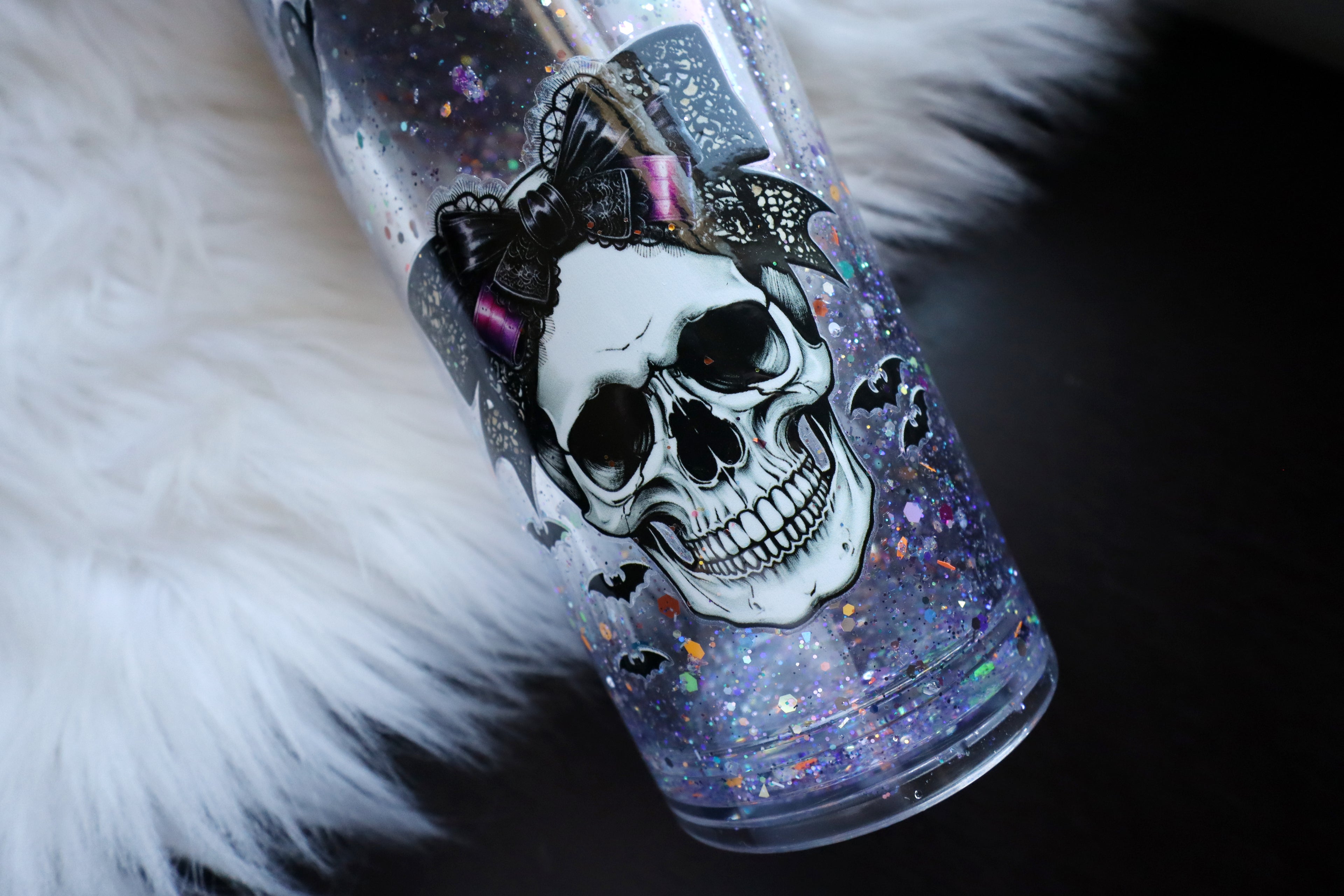 24oz Acrylic Snow Globe Tumbler - Witchy / Skelly