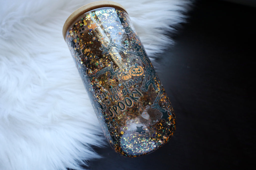 14oz Glass Snow Globe Wine Tumbler - Season to be Spooky