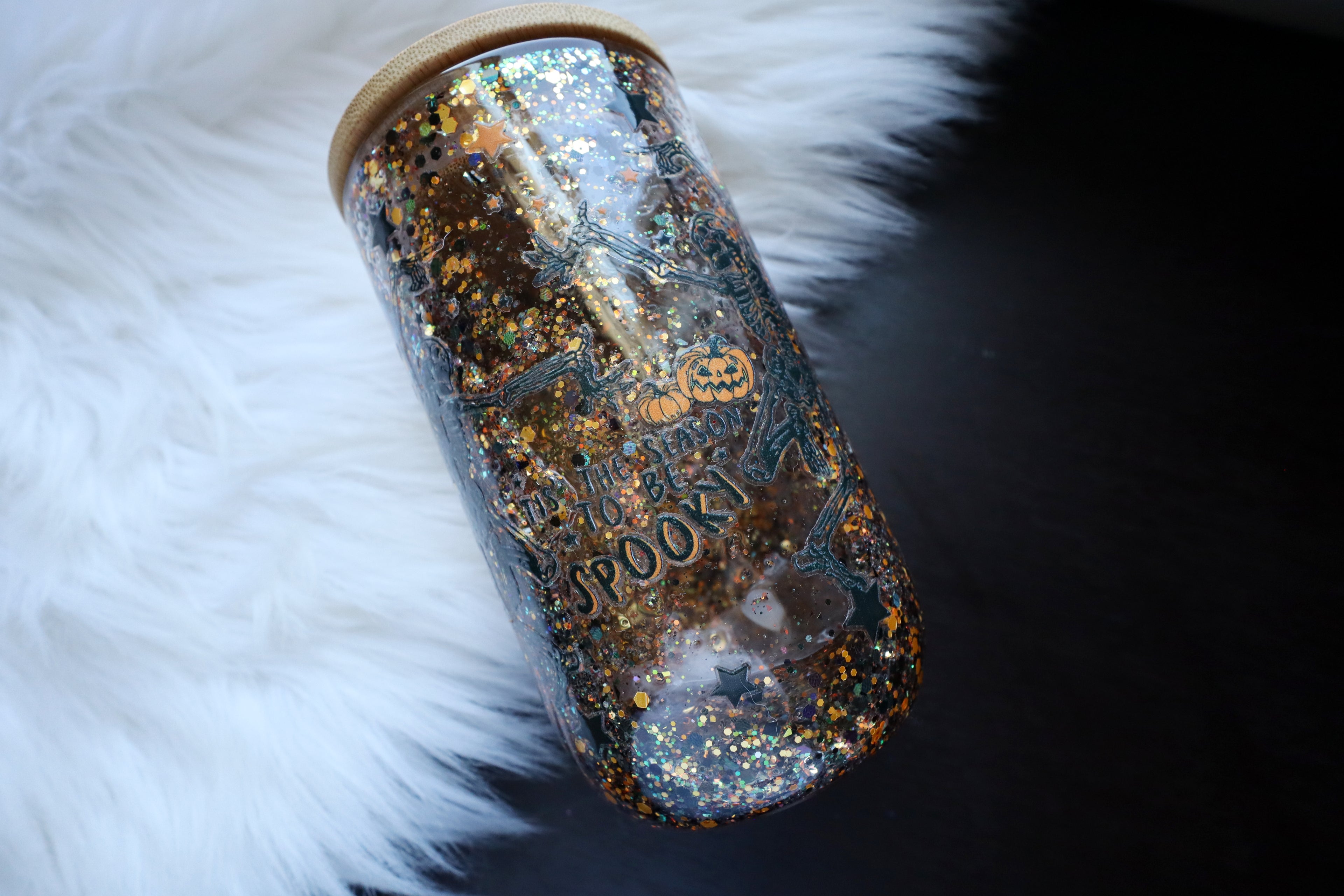 14oz Glass Snow Globe Wine Tumbler - Season to be Spooky