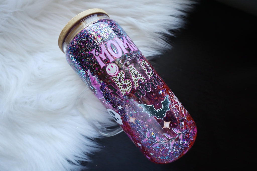 16oz Glass Snow Globe Mug Tumbler - Good Moms Say Bad Words