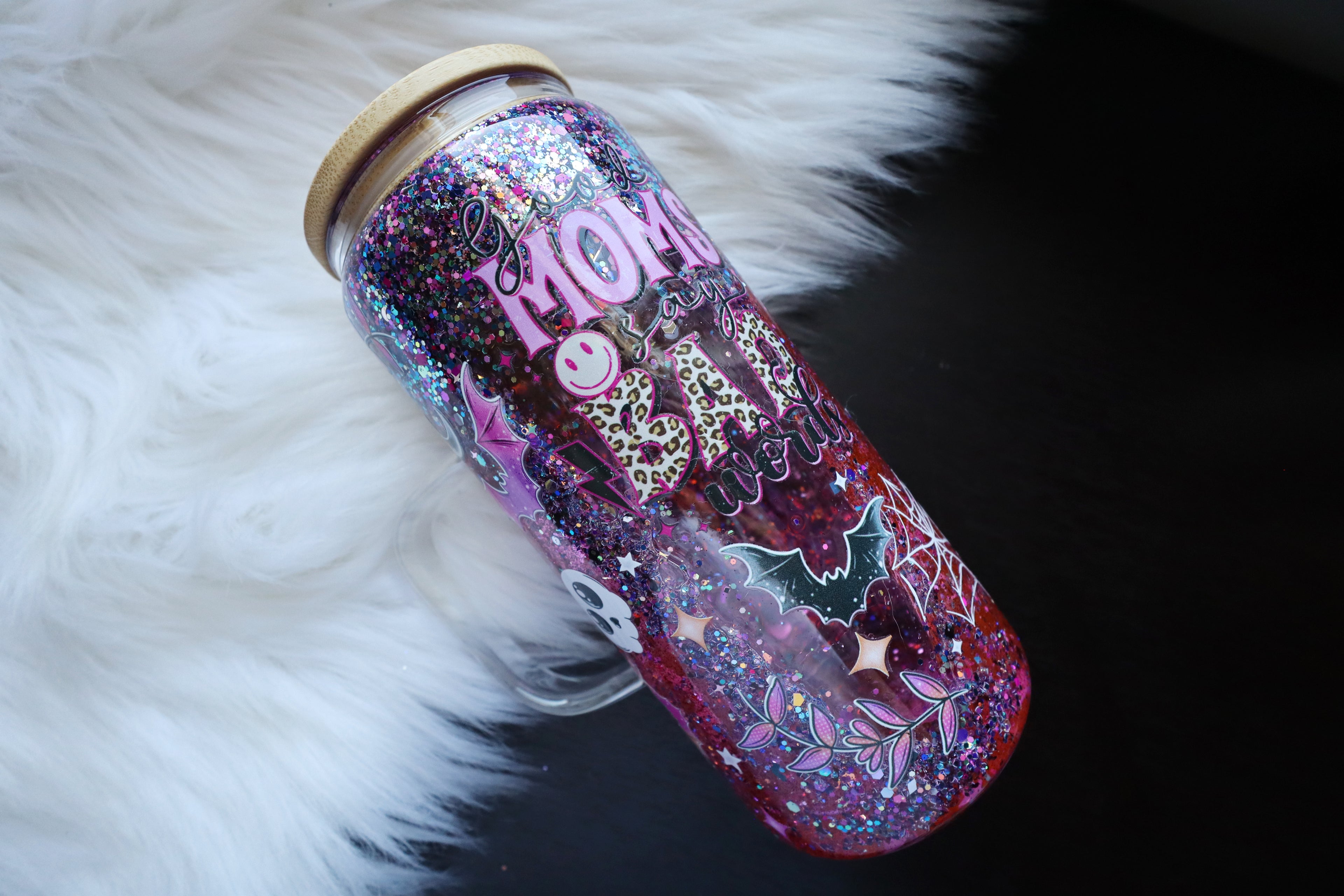 16oz Glass Snow Globe Mug Tumbler - Good Moms Say Bad Words