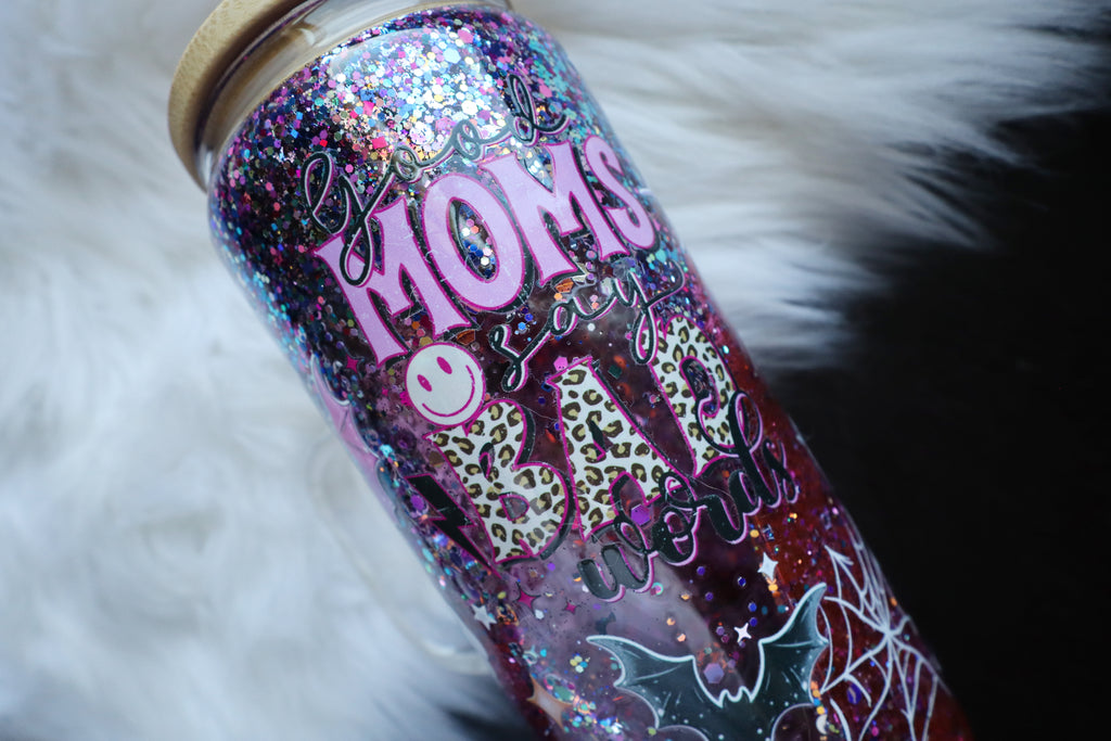 16oz Glass Snow Globe Mug Tumbler - Good Moms Say Bad Words