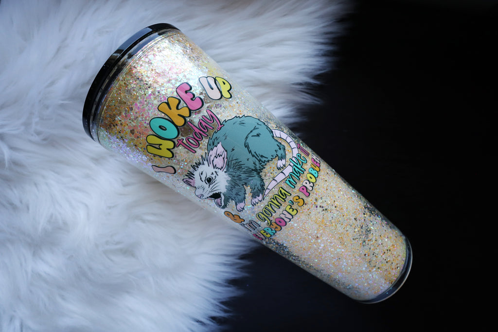 24oz Acrylic Snow Globe Tumbler - Angry Possum