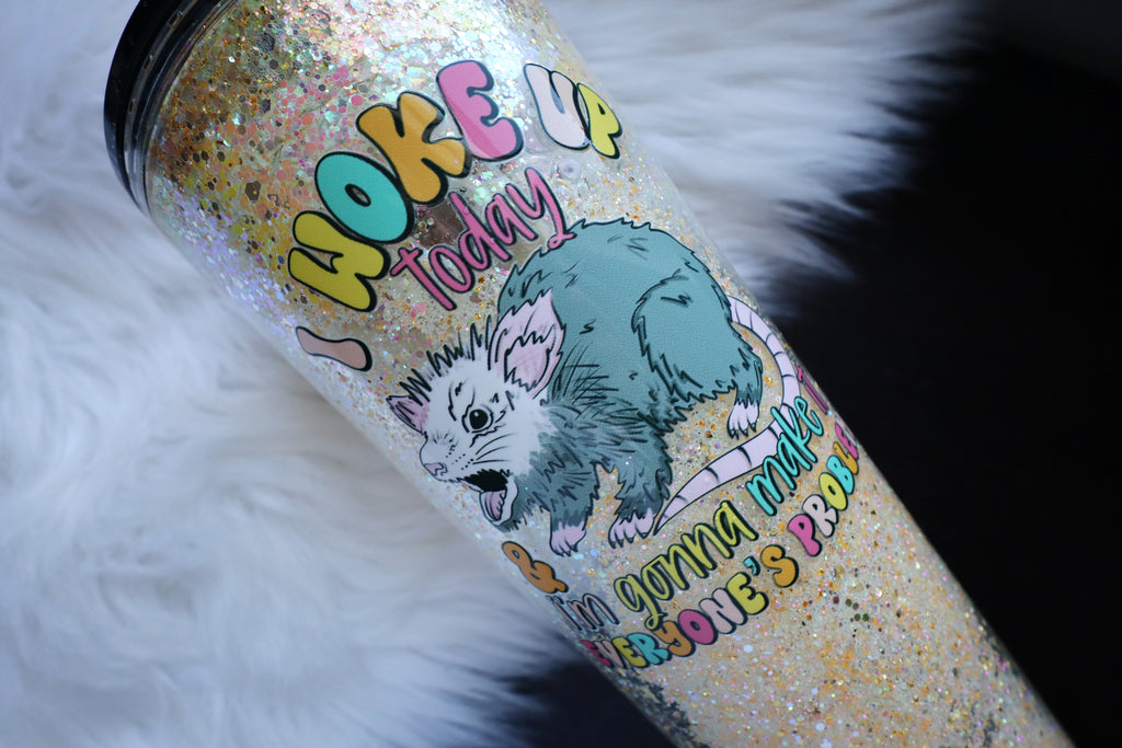 24oz Acrylic Snow Globe Tumbler - Angry Possum