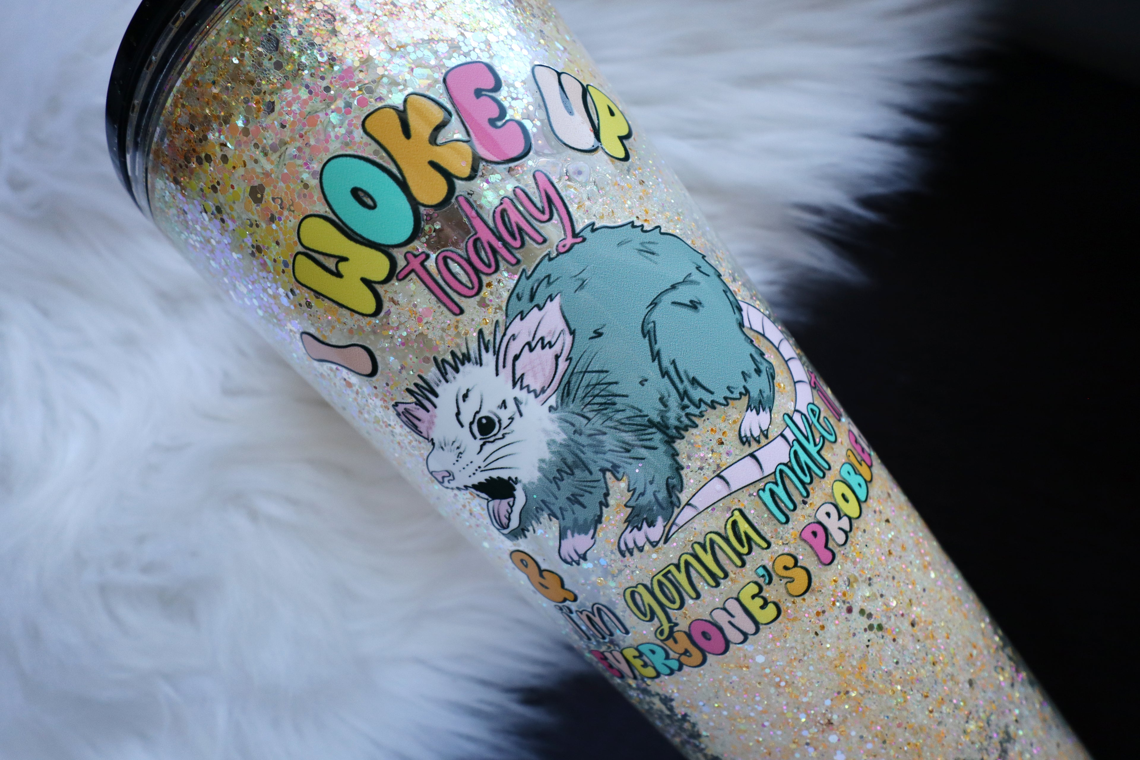 24oz Acrylic Snow Globe Tumbler - Angry Possum