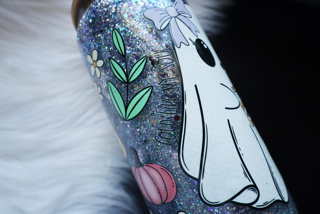 12oz Glass Snow Globe Can Tumbler - Cold Like My Soul