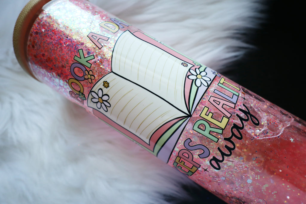 20oz Glass Snow Globe Tumbler - A Book A Day