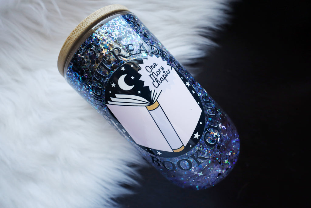 14oz Glass Snow Globe Wine Tumbler - One More Chapter