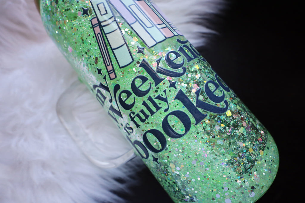 16oz Glass Snow Globe Mug Tumbler - Weekend Booked