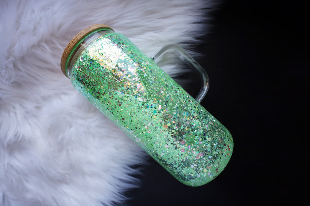 16oz Glass Snow Globe Mug Tumbler - Weekend Booked