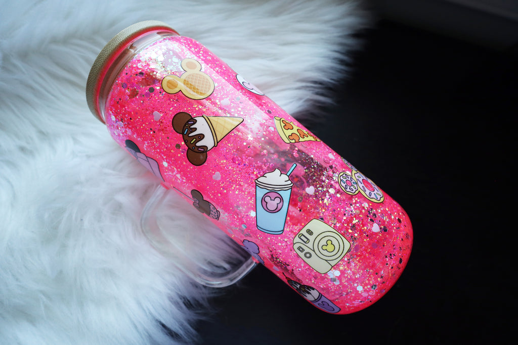 16oz Glass Snow Globe Mug Tumbler - Happiest Place