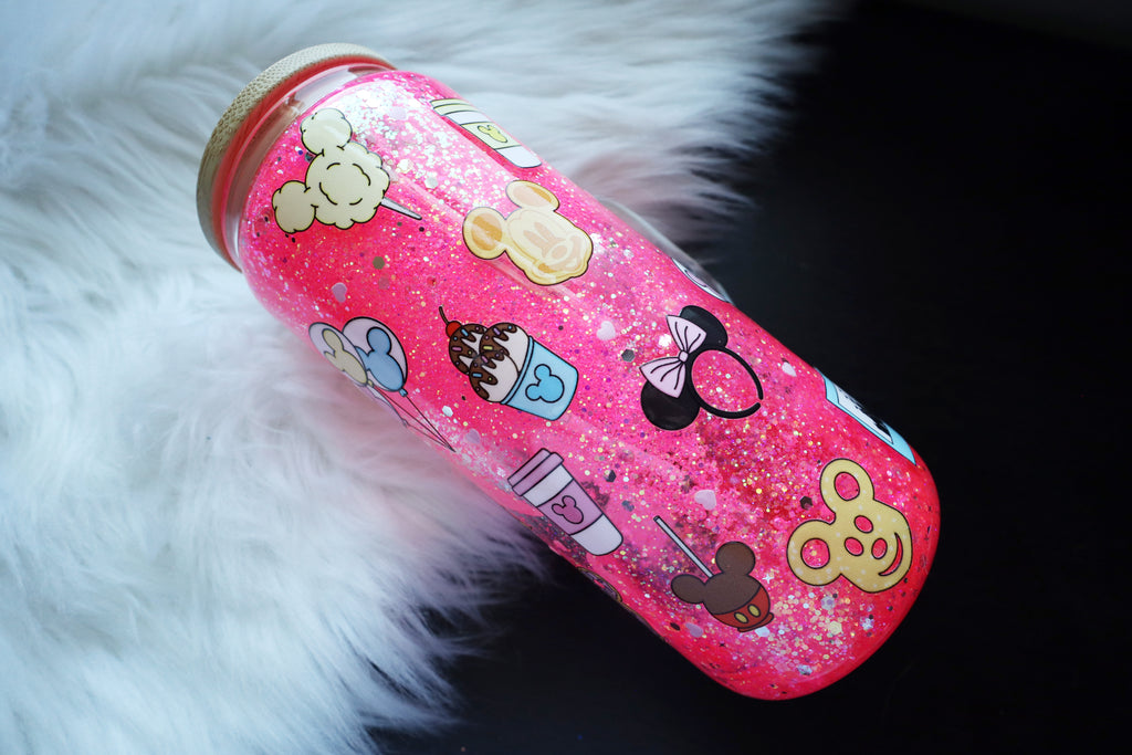 16oz Glass Snow Globe Mug Tumbler - Happiest Place