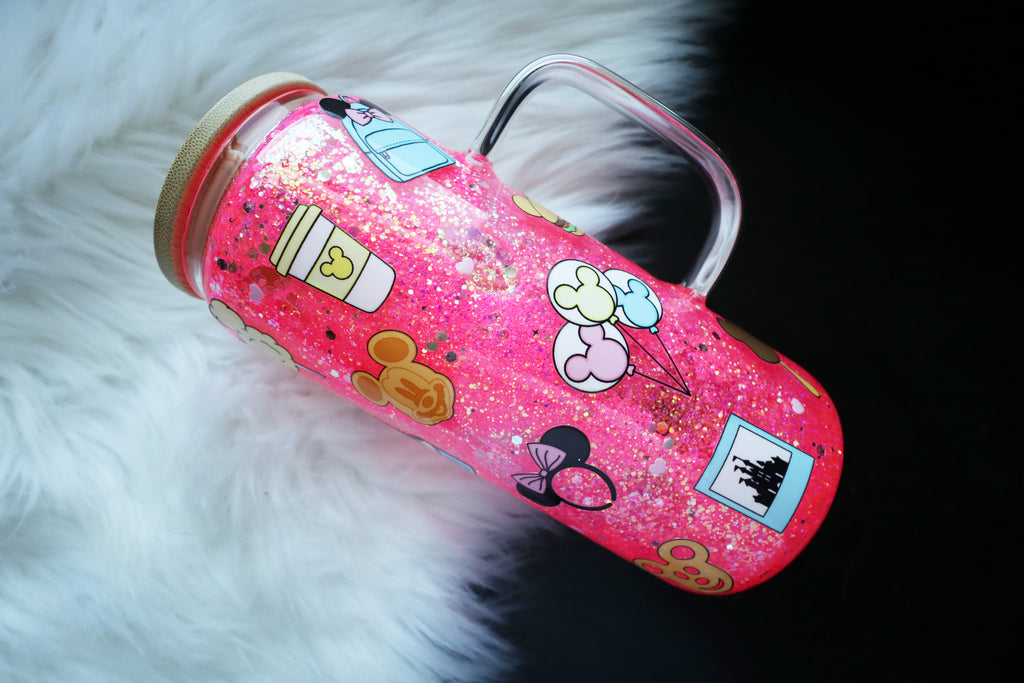 16oz Glass Snow Globe Mug Tumbler - Happiest Place