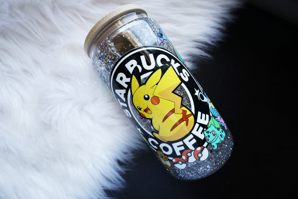 12oz Glass Snow Globe Can Tumbler - Catch Em All