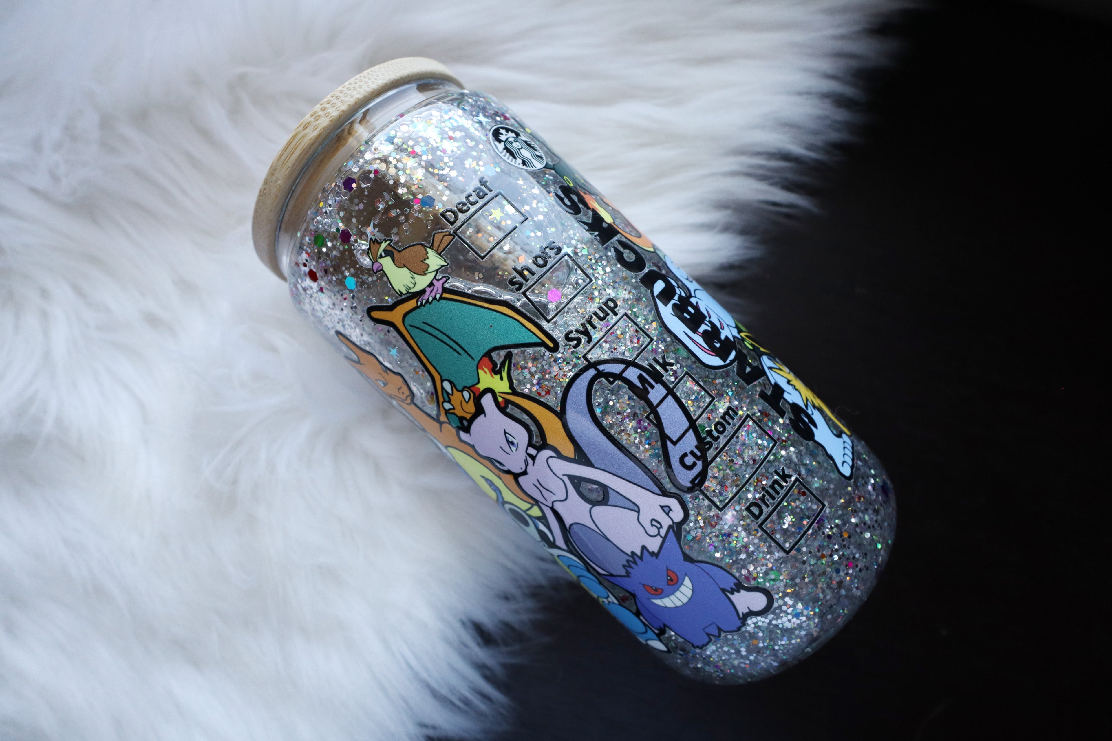 12oz Glass Snow Globe Can Tumbler - Catch Em All