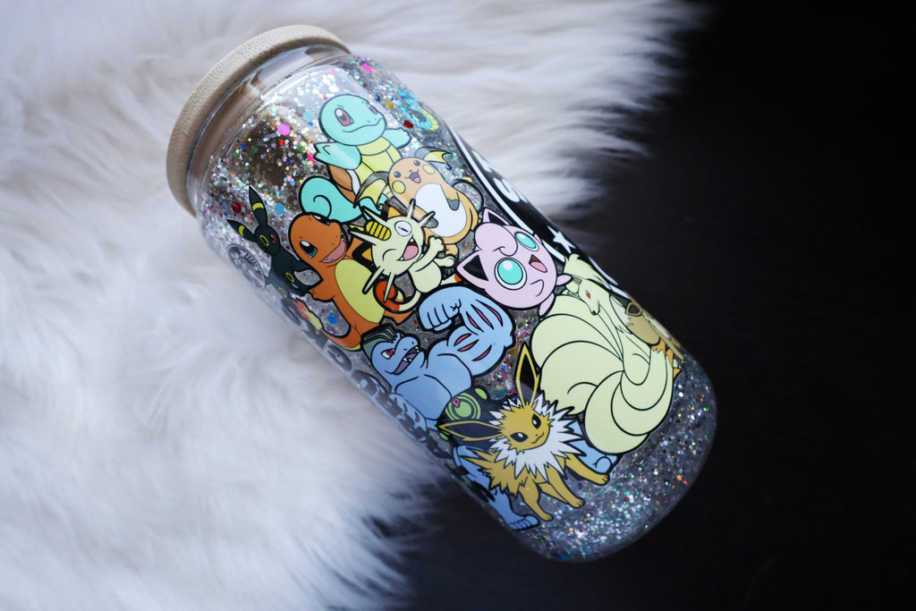 12oz Glass Snow Globe Can Tumbler - Catch Em All