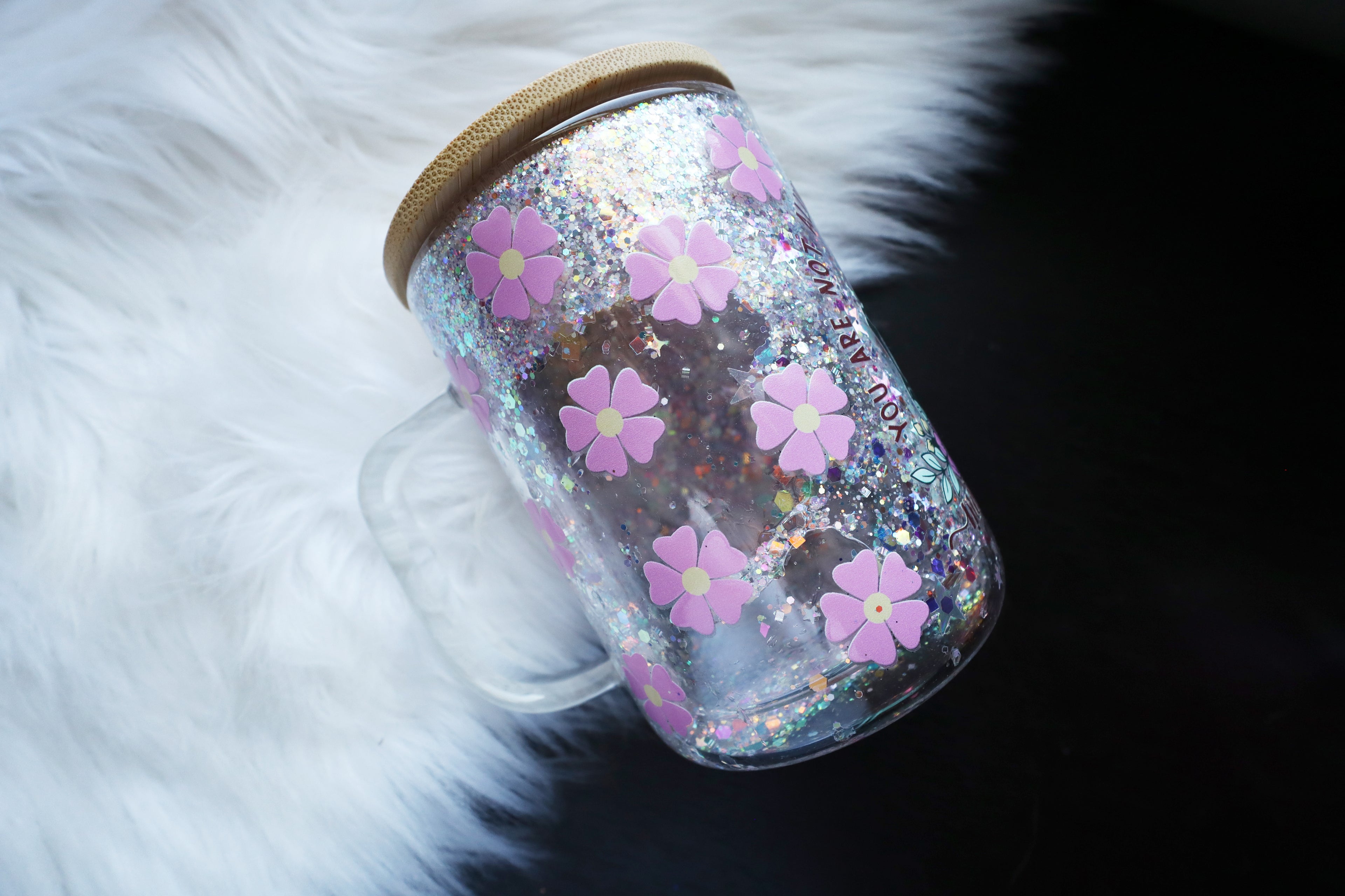 12oz Glass Snow Globe Mug Tumbler - Not Here to Please