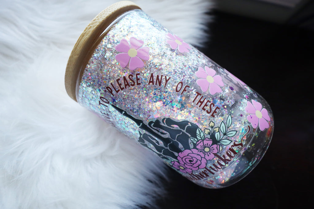 12oz Glass Snow Globe Mug Tumbler - Not Here to Please