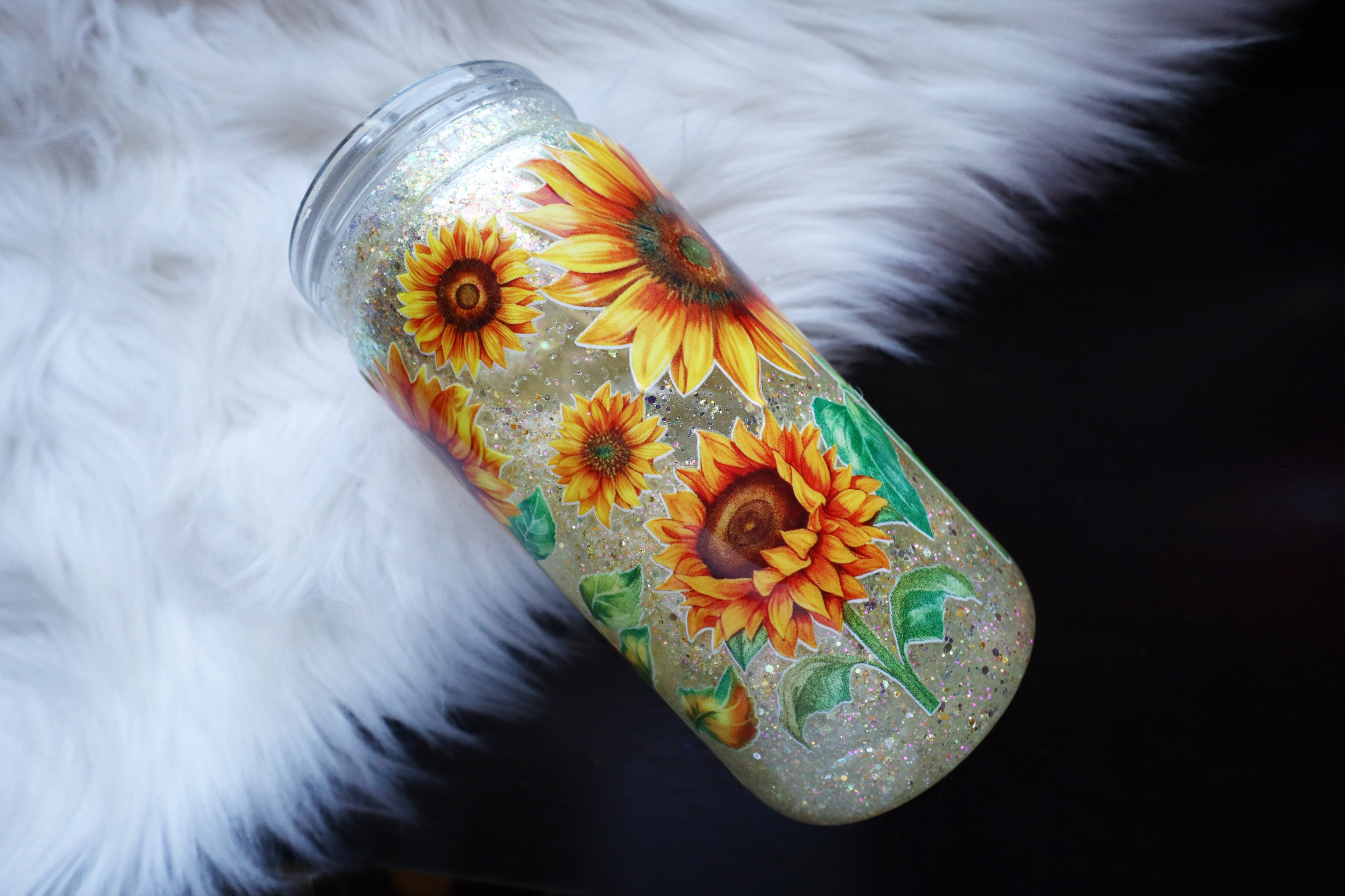 16oz Acrylic Snow Globe Tumbler - Sunflowers