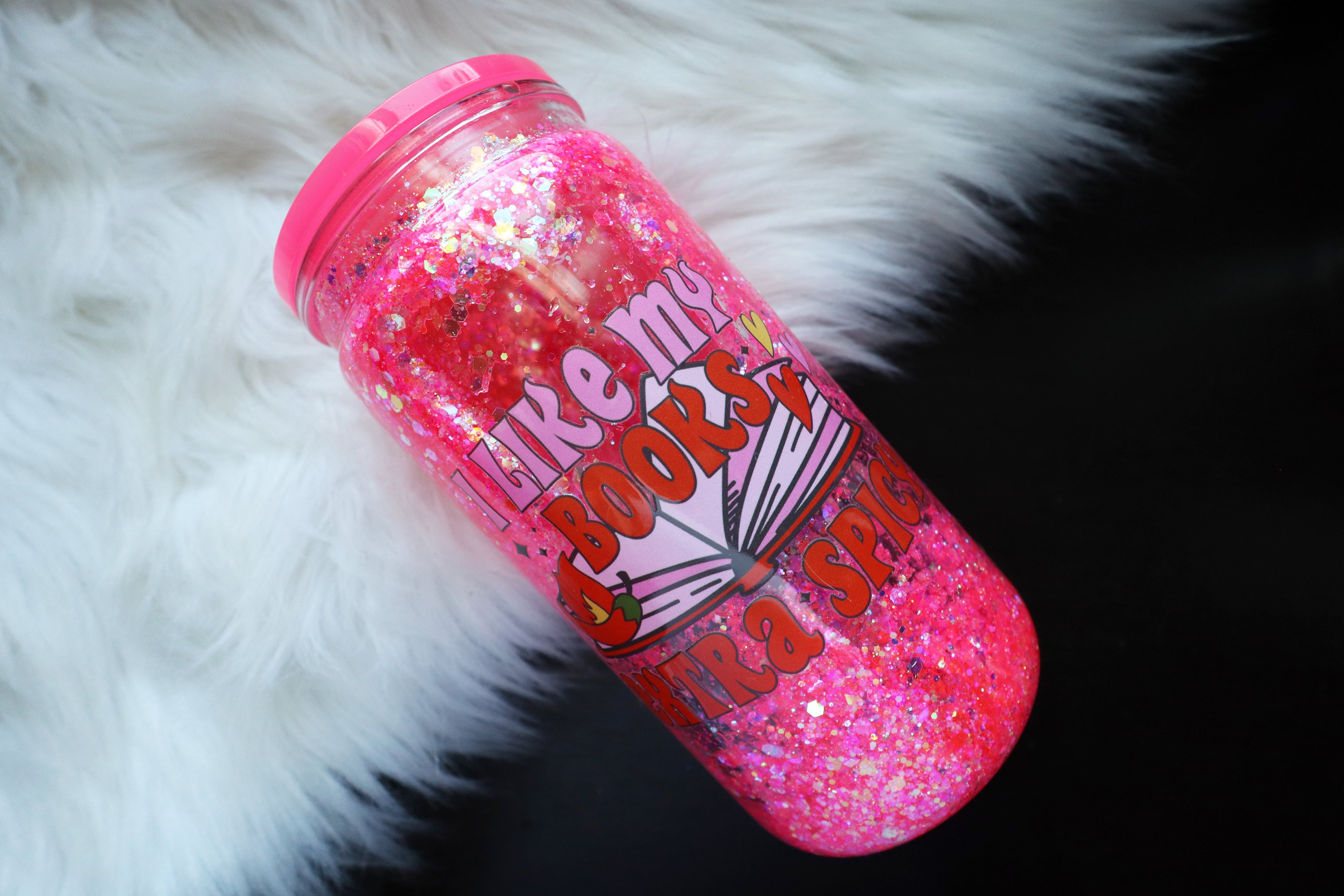 16oz Acrylic Snow Globe Tumbler - Hot Pink Spicy Books