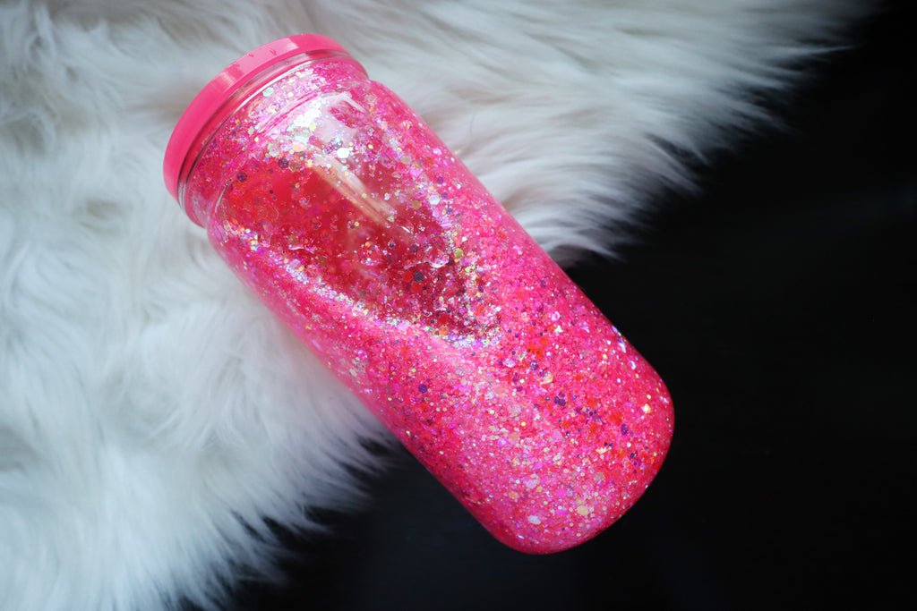 16oz Acrylic Snow Globe Tumbler - Hot Pink Spicy Books