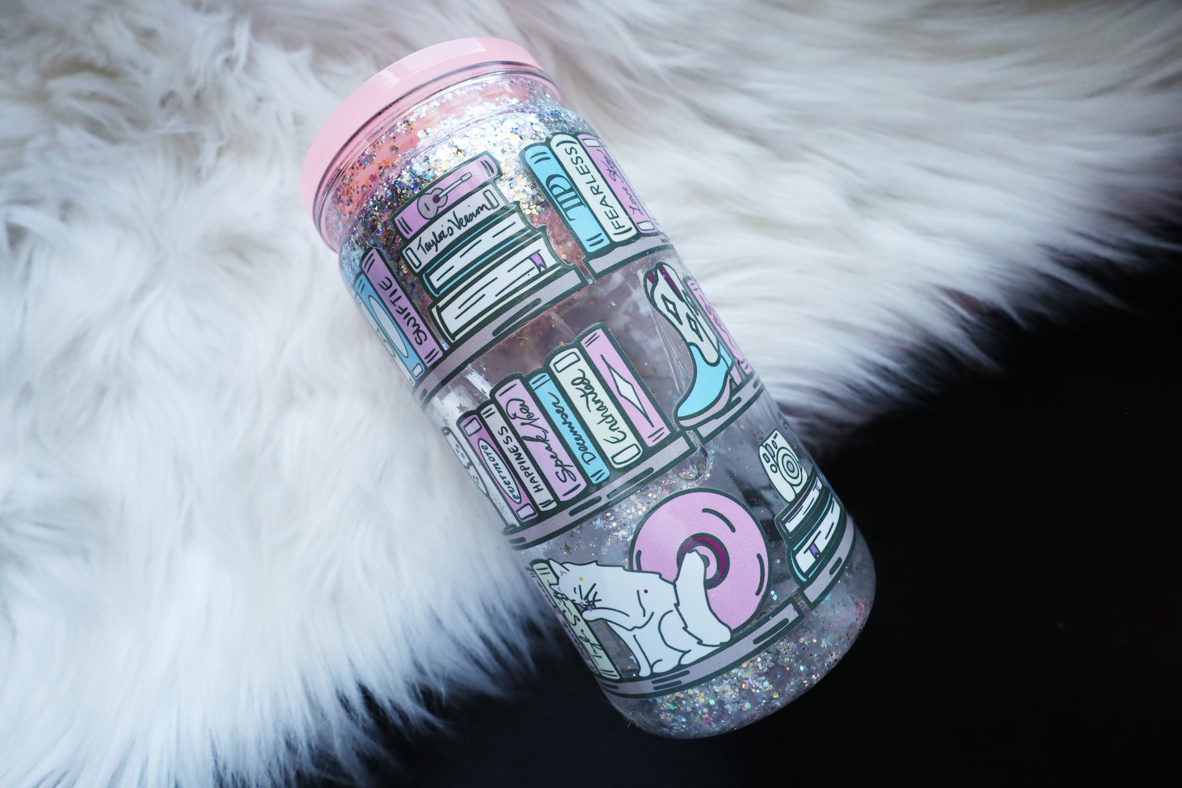 16oz Acrylic Snow Globe Tumbler - TS Bookshelf