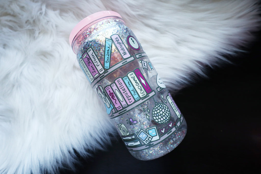16oz Acrylic Snow Globe Tumbler - TS Bookshelf