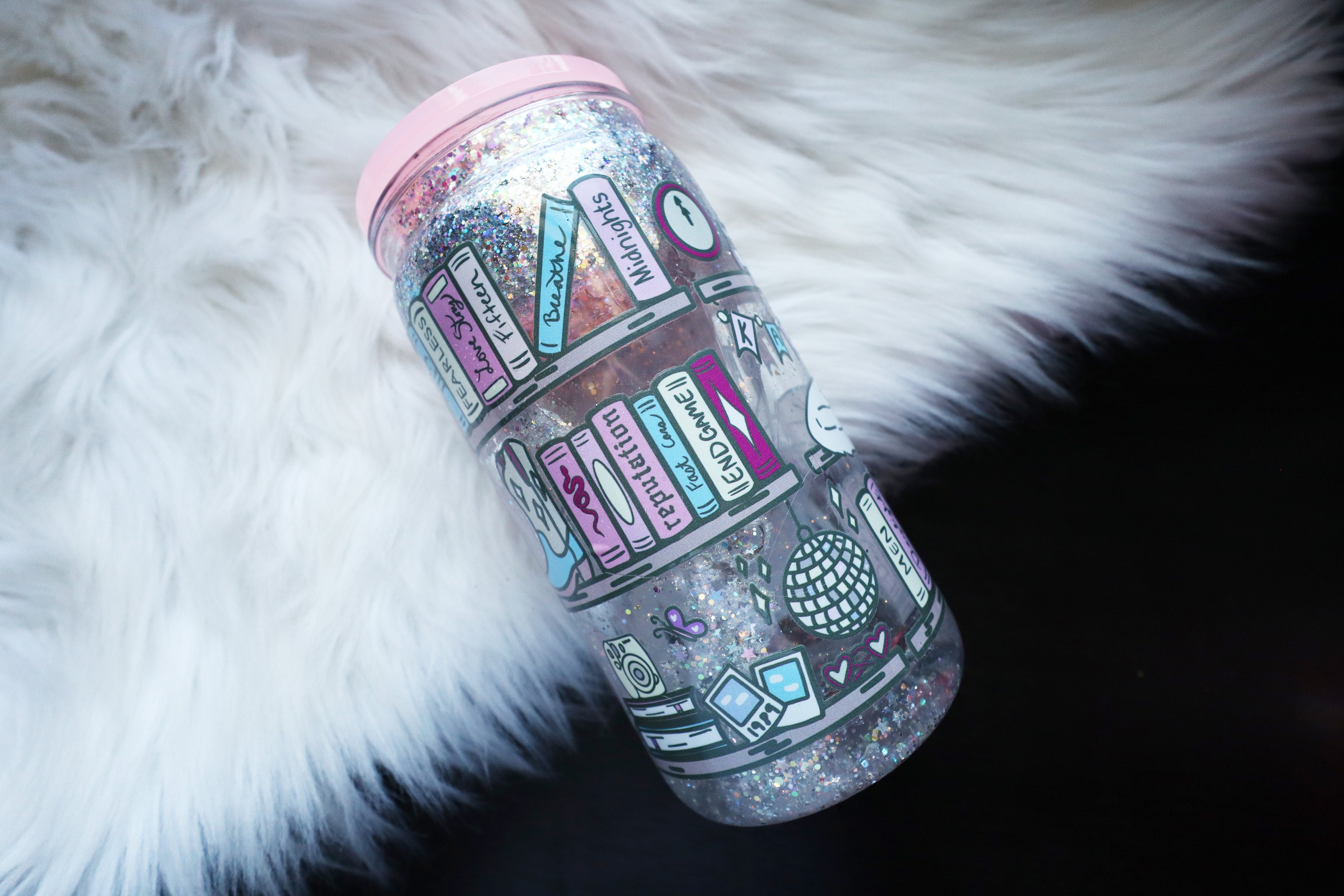 16oz Acrylic Snow Globe Tumbler - TS Bookshelf