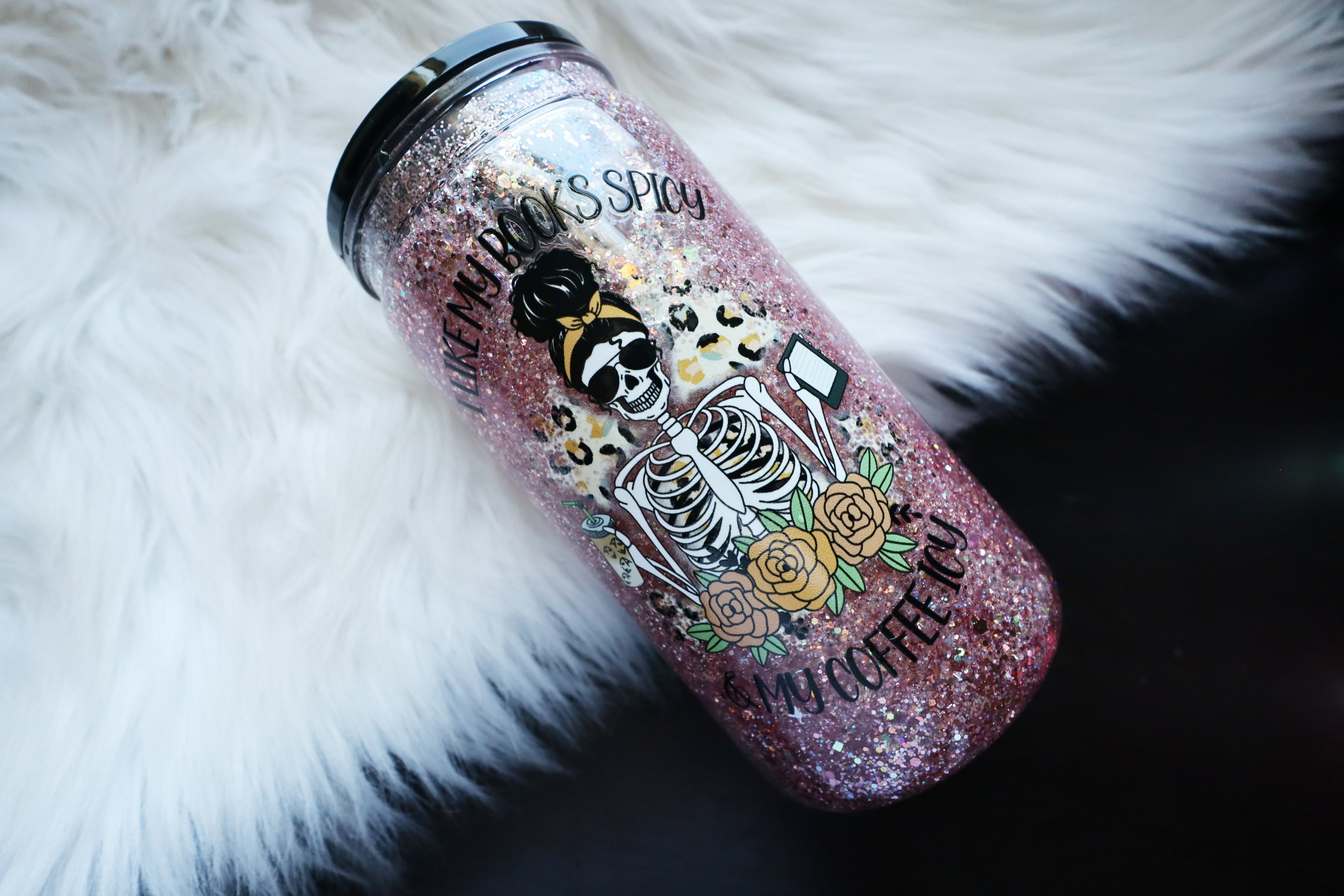 16oz Acrylic Snow Globe Tumbler - I Like My Books Spicy