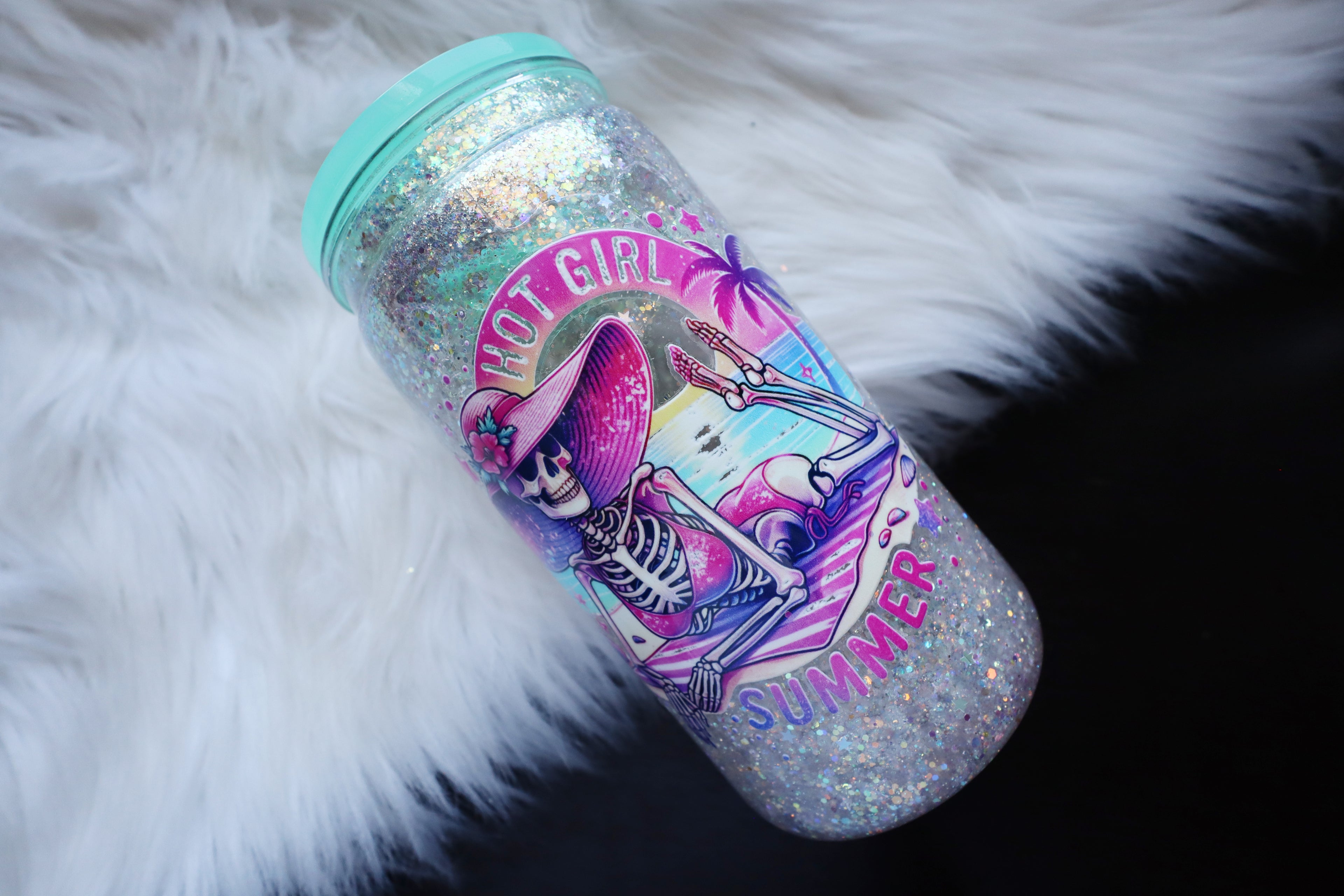 16oz Acrylic Snow Globe Tumbler - Hot Skelly Summer