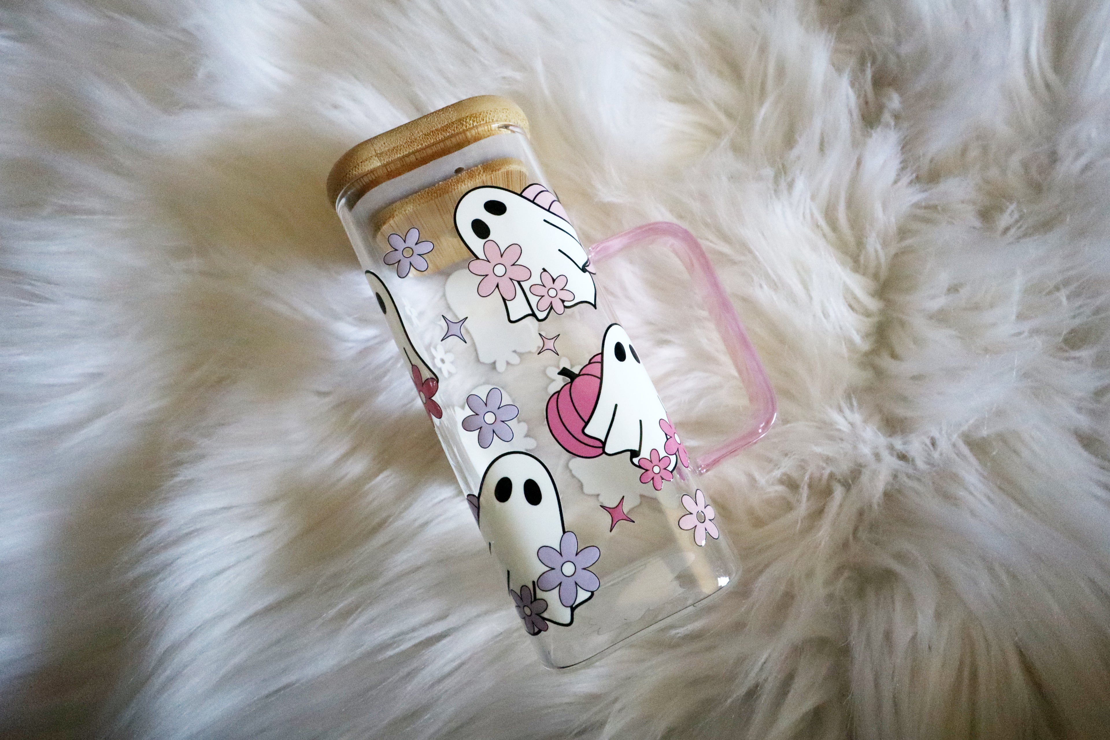 10oz Glass Mug - Floral Ghosts