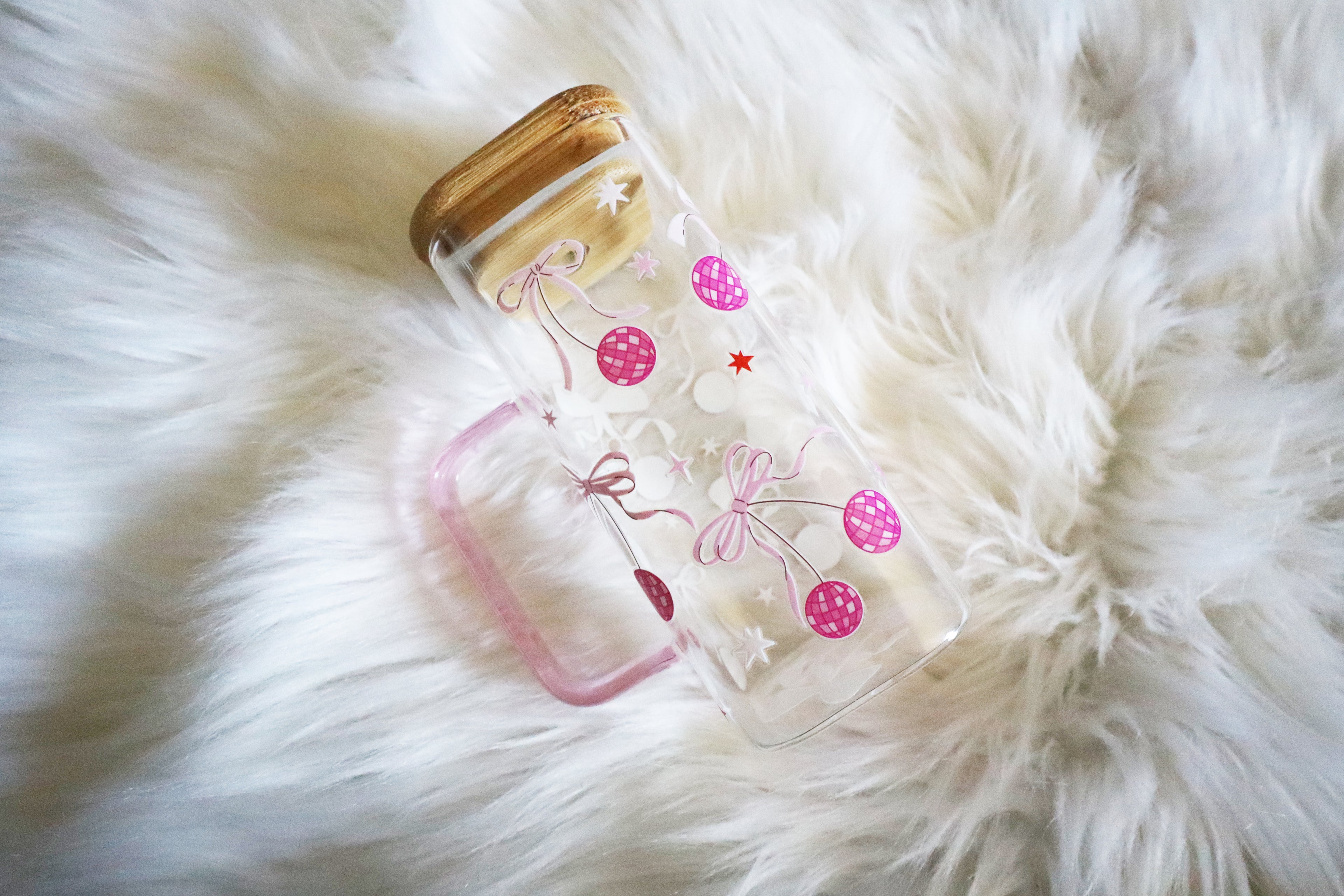 10oz Glass Mug - Cherries & Bows