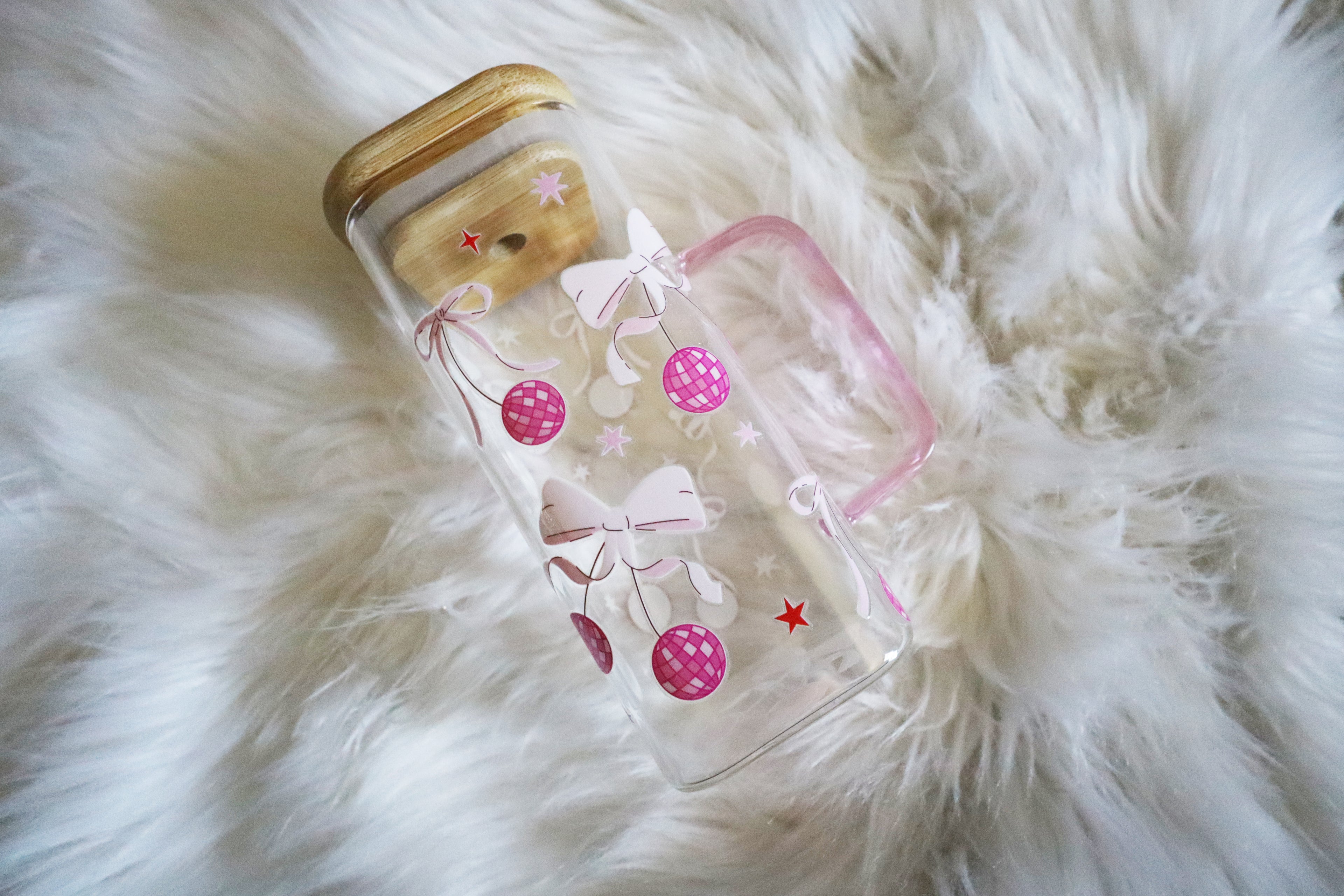 10oz Glass Mug - Cherries & Bows