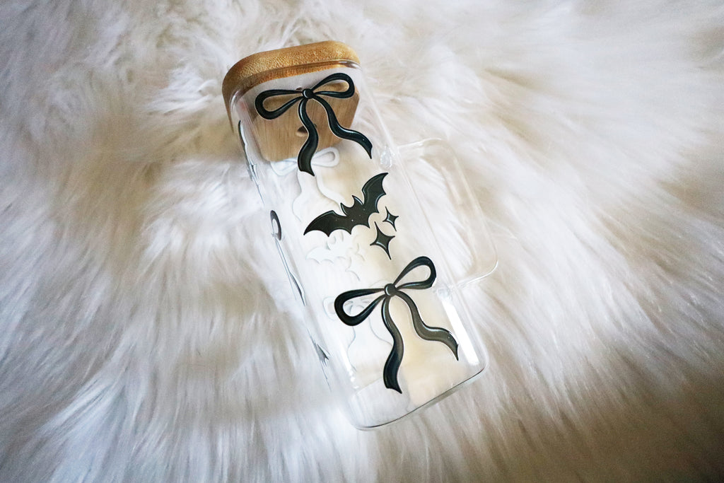 10oz Glass Mug - Bats & Bows