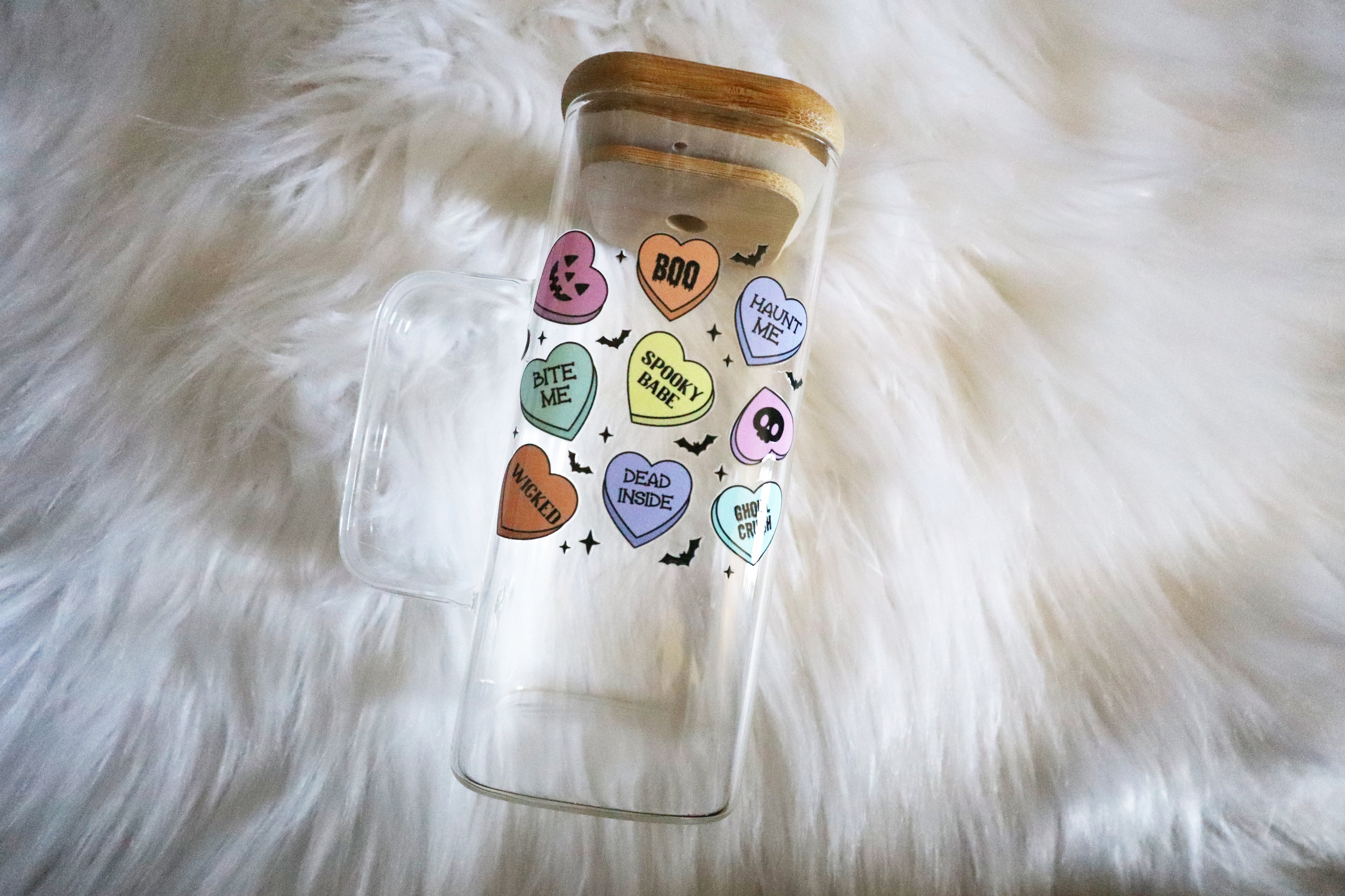 10oz Glass Mug - Spooky Hearts