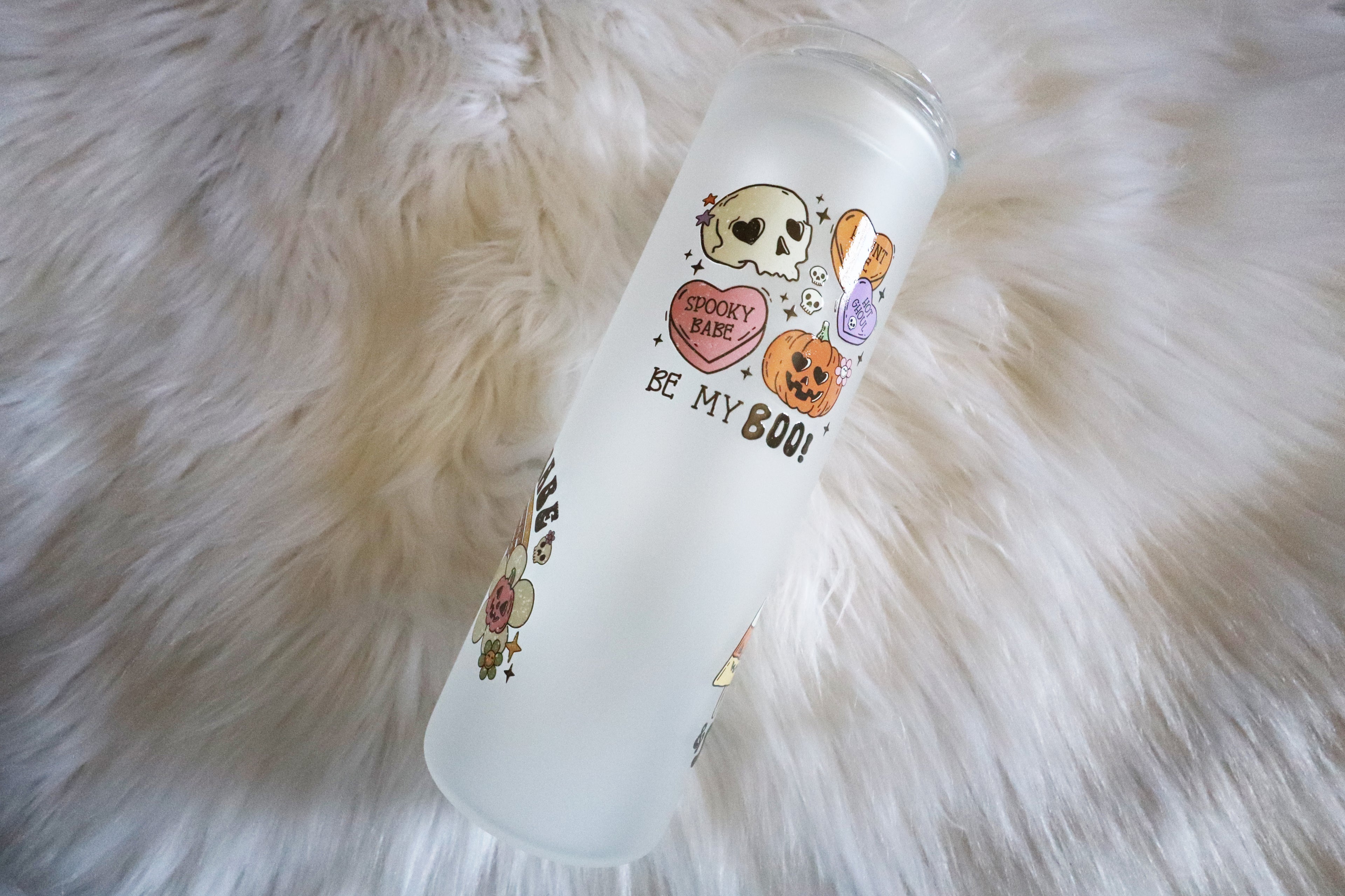 20oz Frosted Glass Tumbler - Pastel Halloween