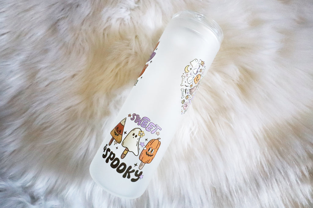 20oz Frosted Glass Tumbler - Pastel Halloween