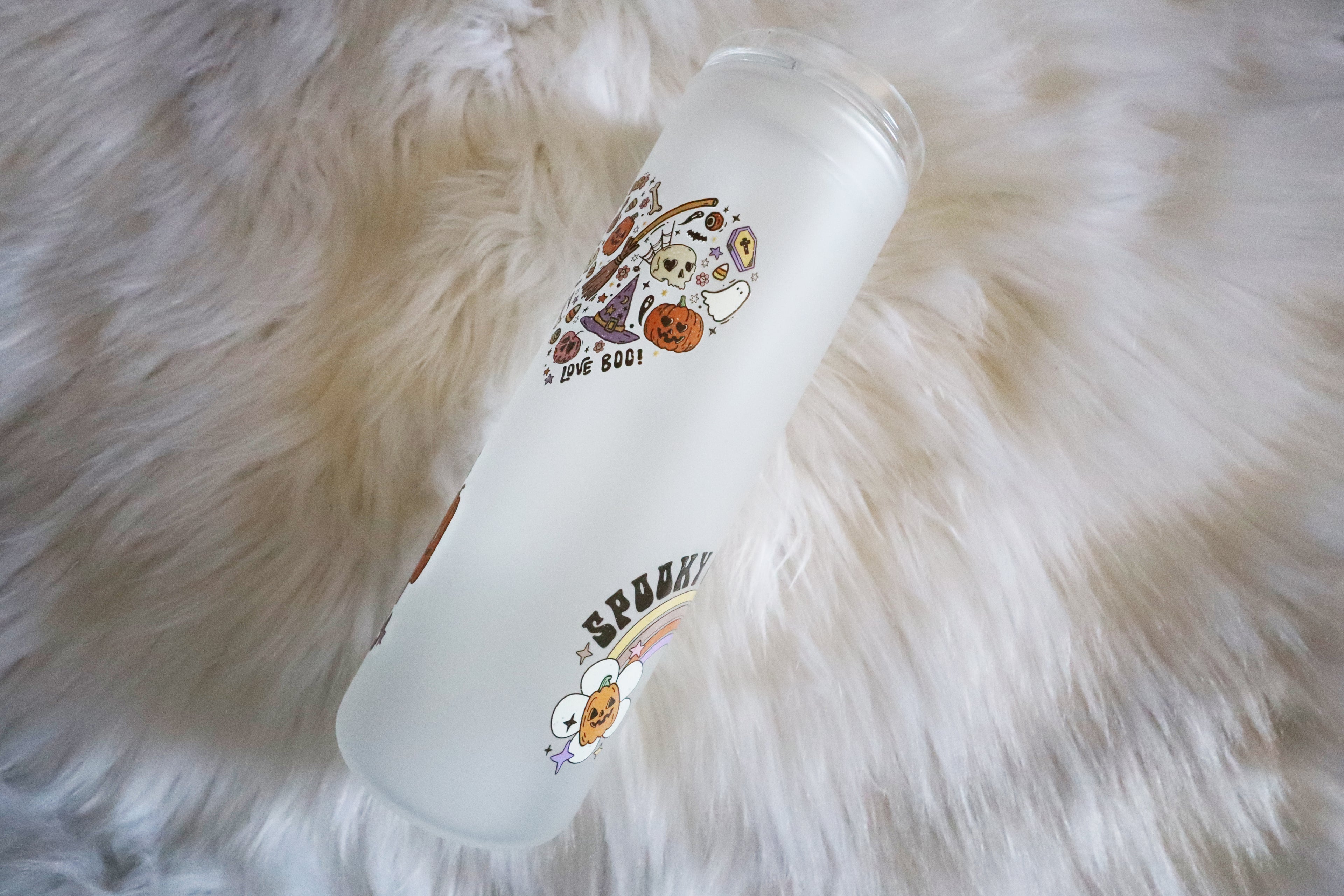 20oz Frosted Glass Tumbler - Pastel Halloween