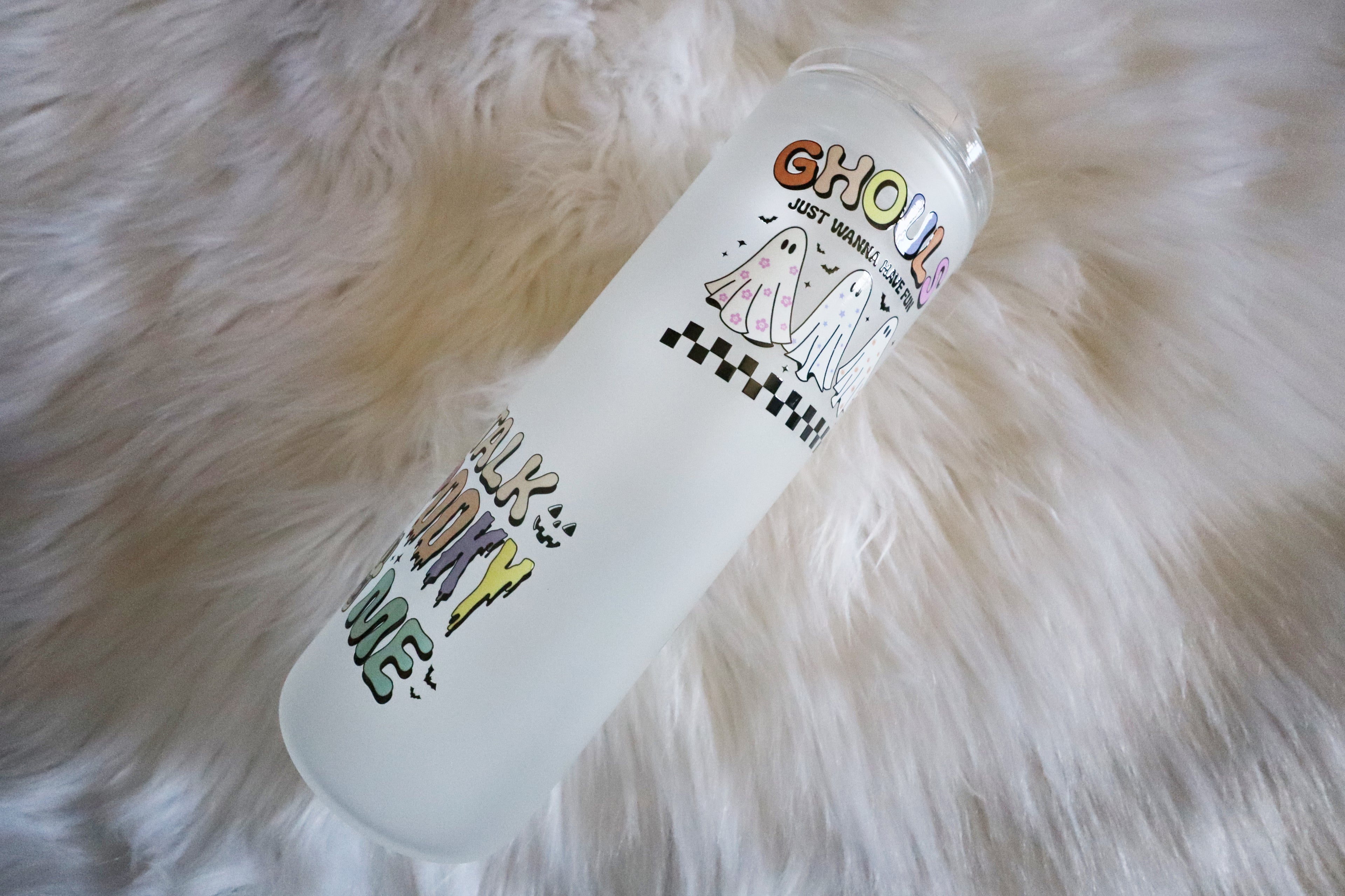 20oz Frosted Glass Tumbler - Ghosts