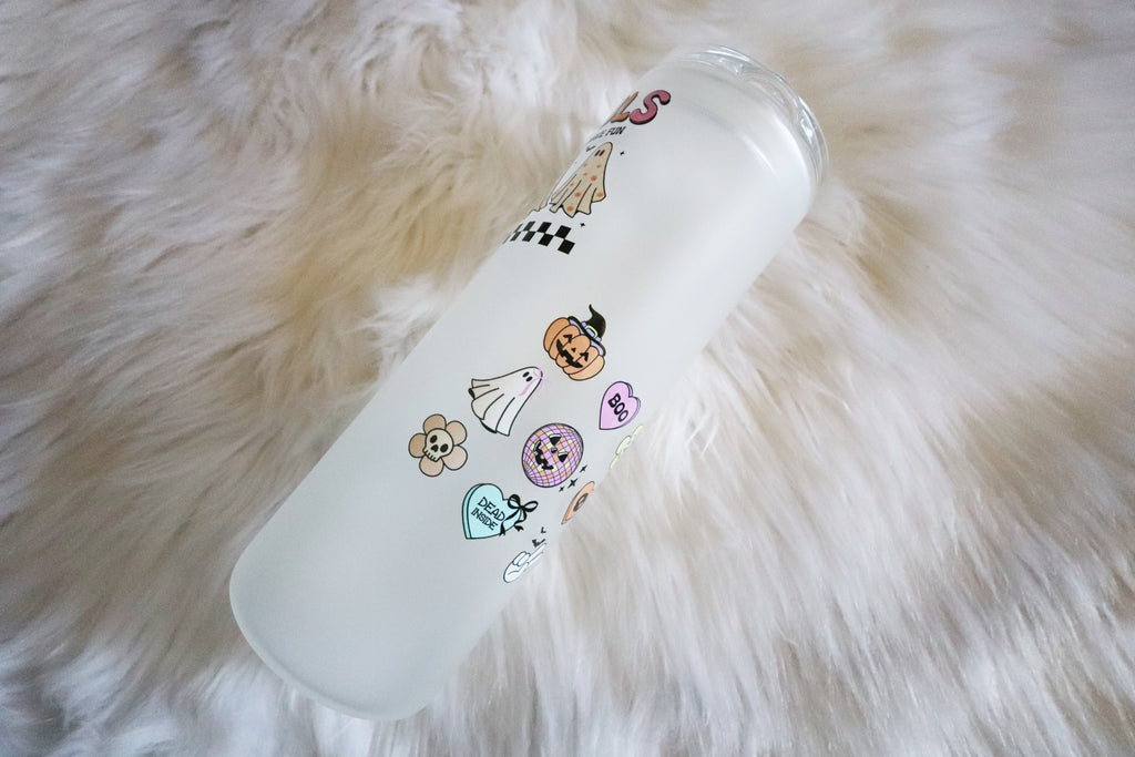 20oz Frosted Glass Tumbler - Ghosts