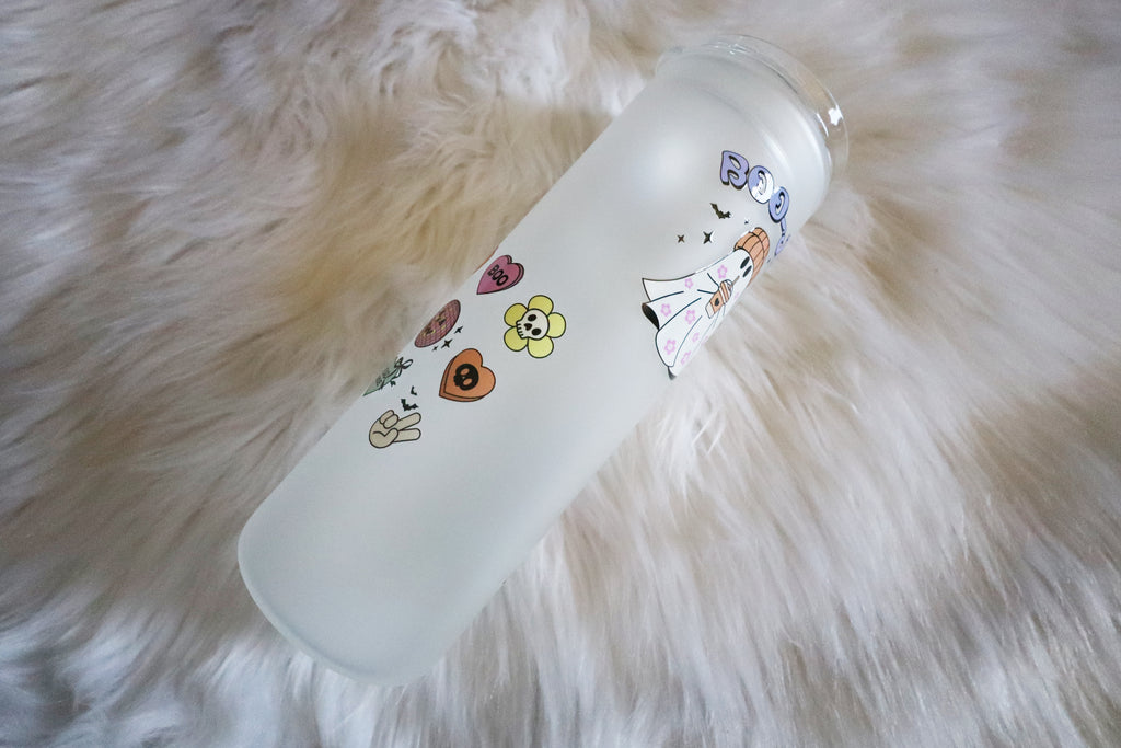 20oz Frosted Glass Tumbler - Ghosts
