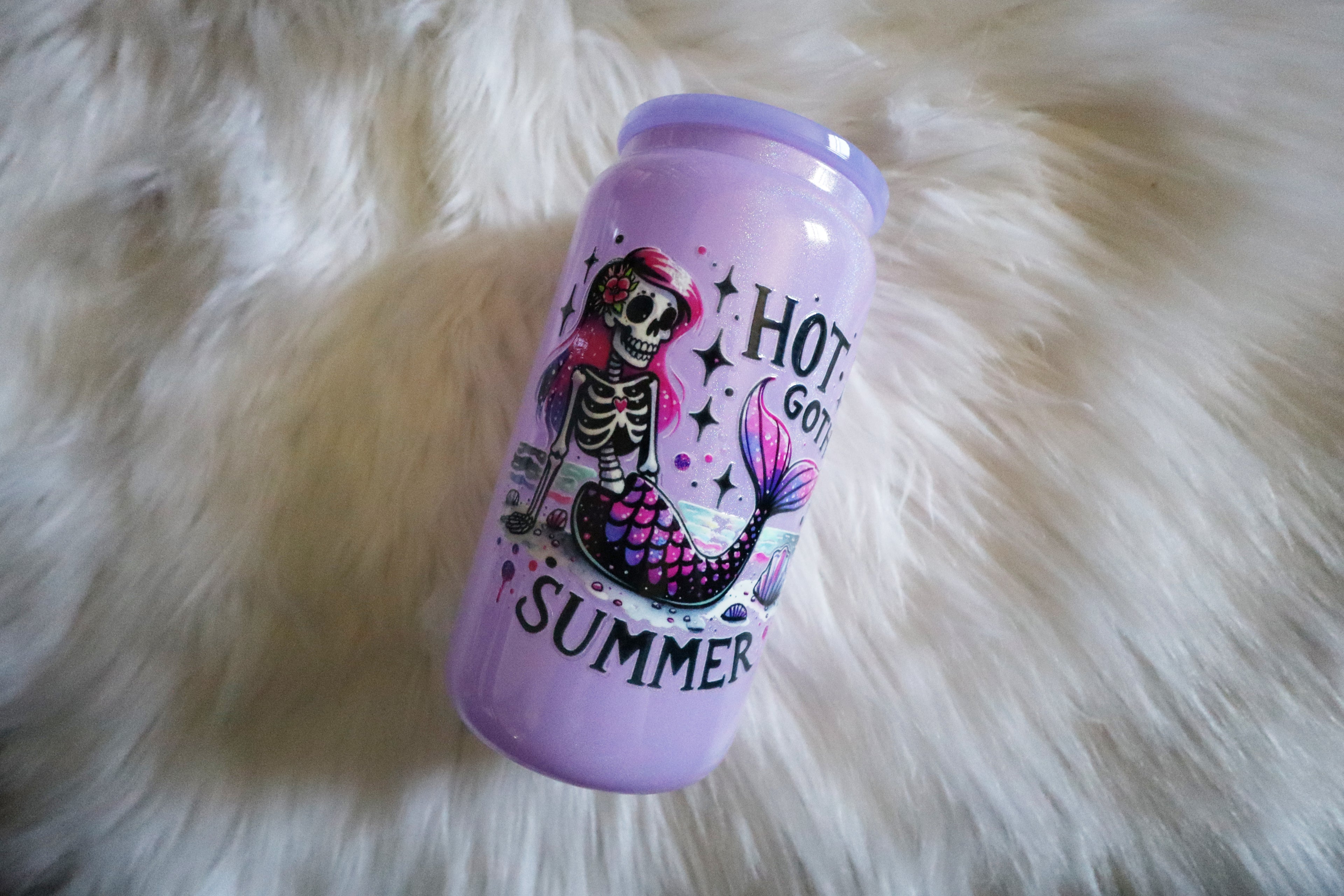 12oz Holographic Glass Can Tumbler - Hot Goth Summer